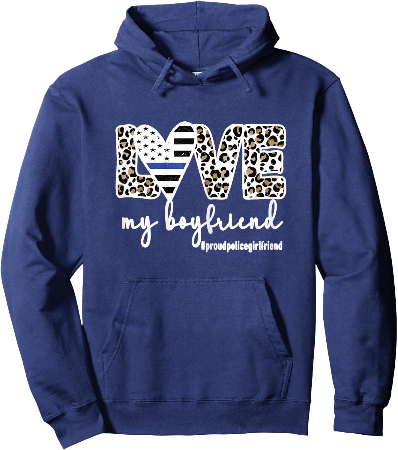 Proud Police Girlfriend Love Cop Girlfriend Blue Line Hoodie - Hoodie | Navy