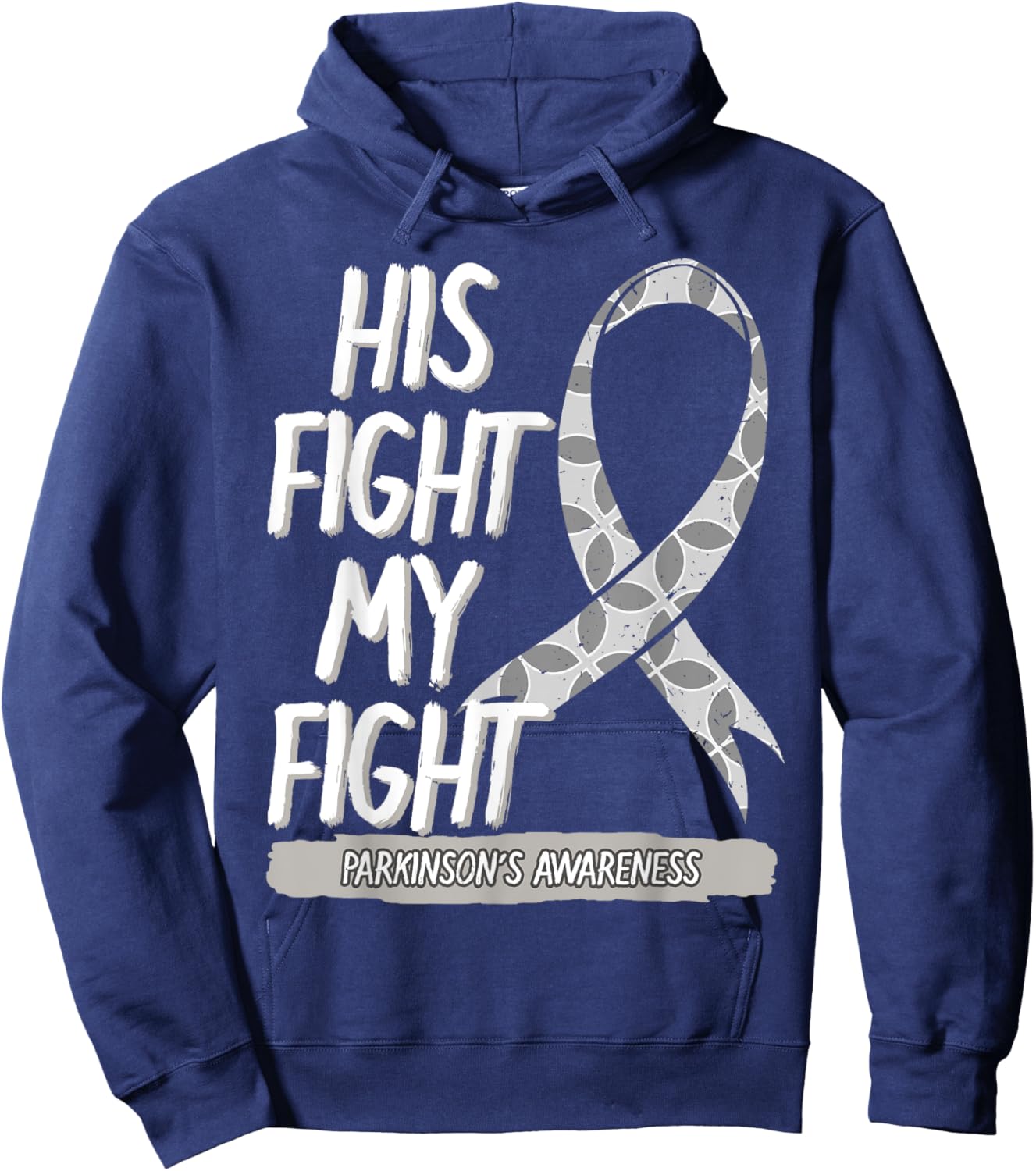 Parkinson's Awareness Idiopathic Shaking Palsy Gray Ribbon Hoodie - Hoodie | Navy