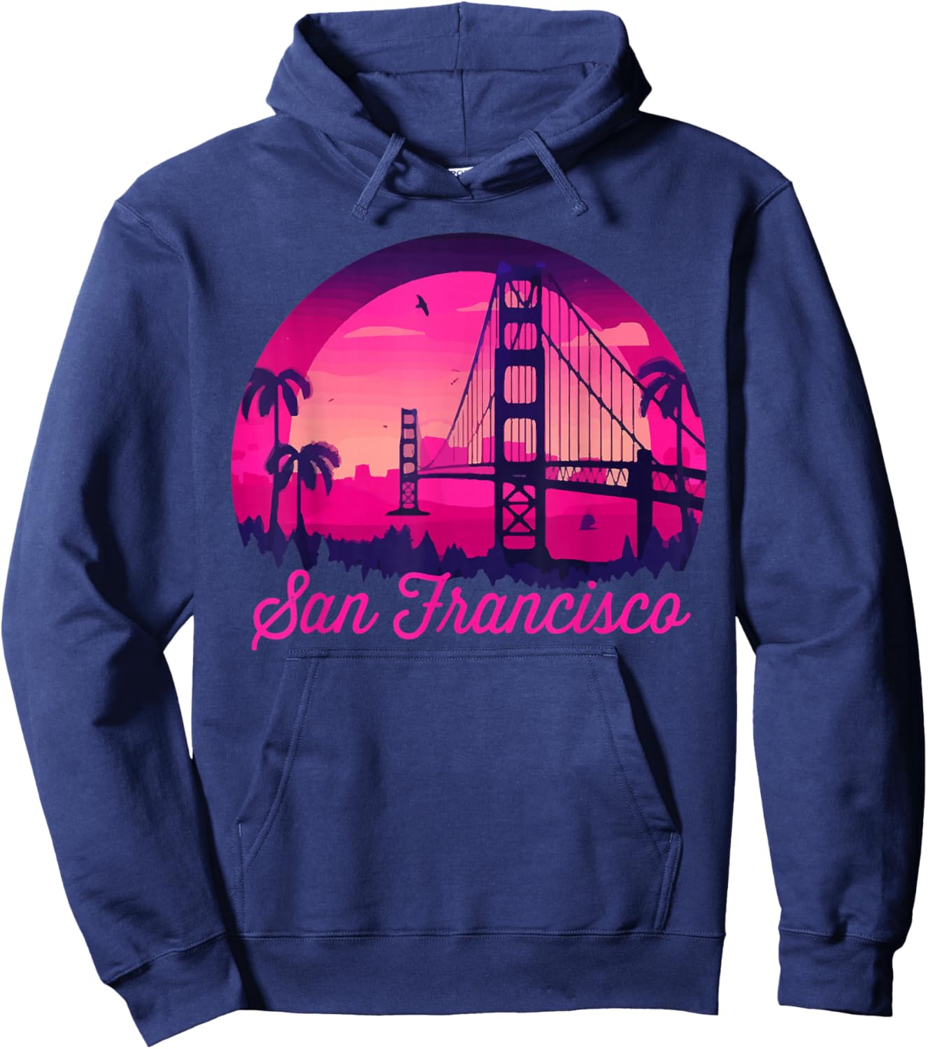 San Francisco Vintage California Skyline Bridge Hoodie - Hoodie | Navy