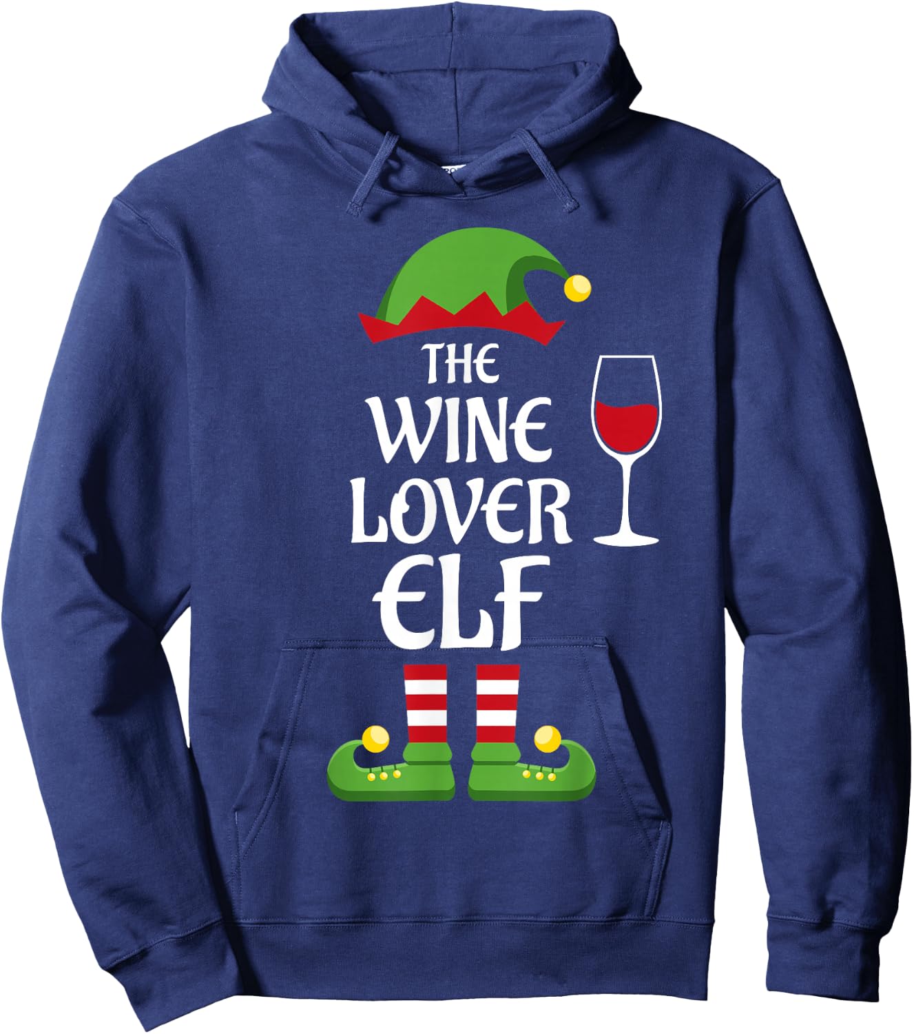 Wine Lover Elf Family Matching Group Christmas Hoodie - Hoodie | Navy