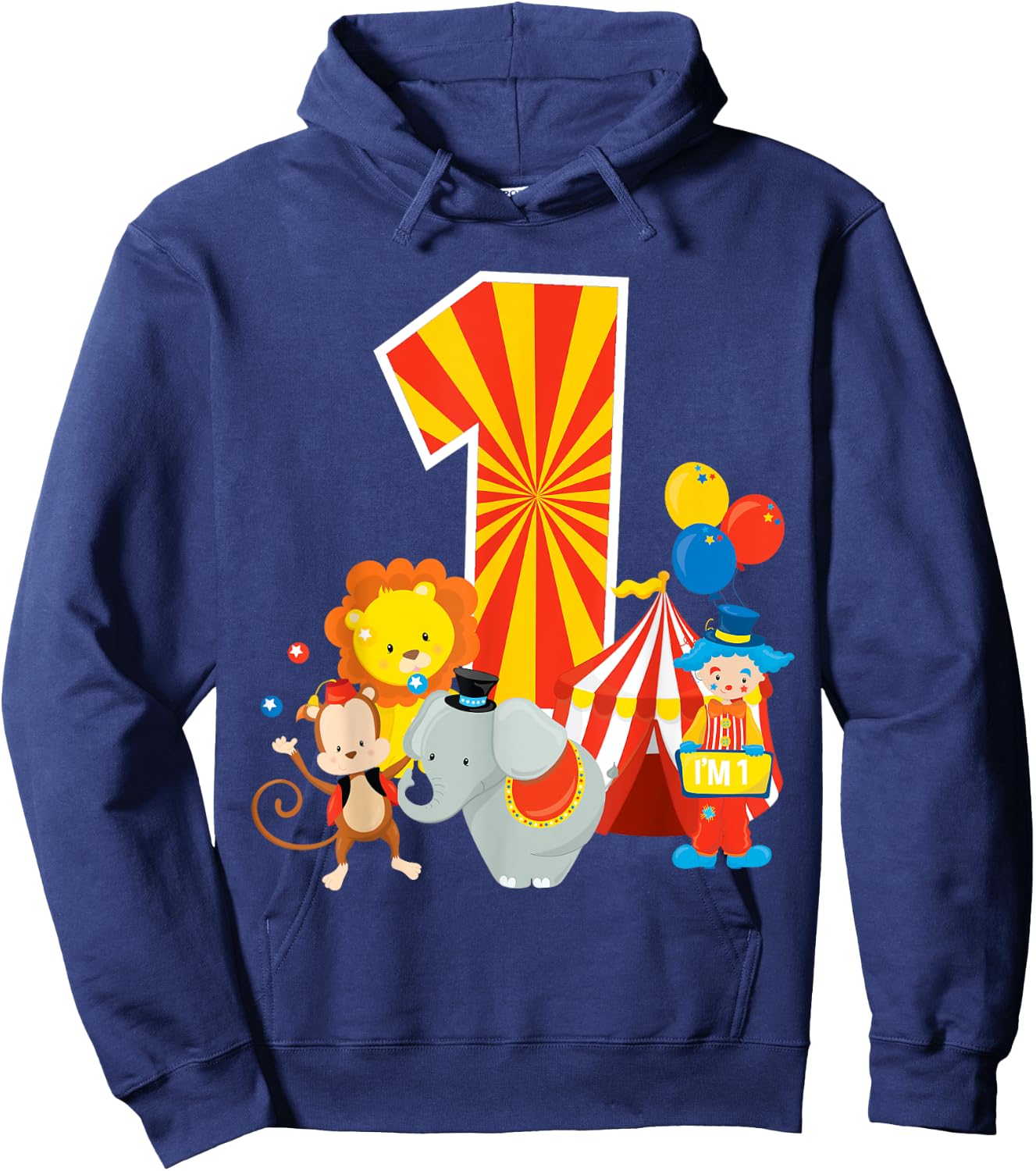 1st Birthday Shirt Boys Girls Circus Theme Birthday Party Hoodie - Hoodie | Navy