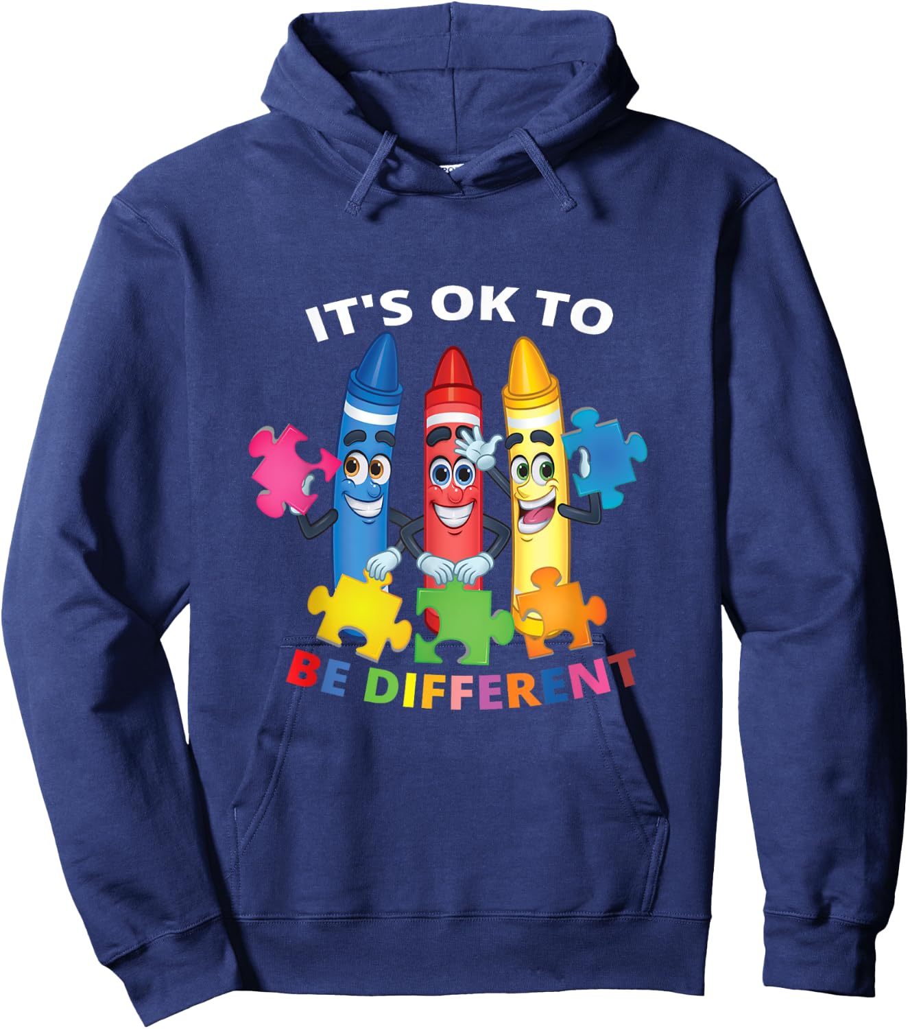 InGENIUS World Autism Awareness Day Gifts Autism Awareness It's Ok To Be Different Autistic Be Unique Black Kids Hoodie - Hoodie | Navy