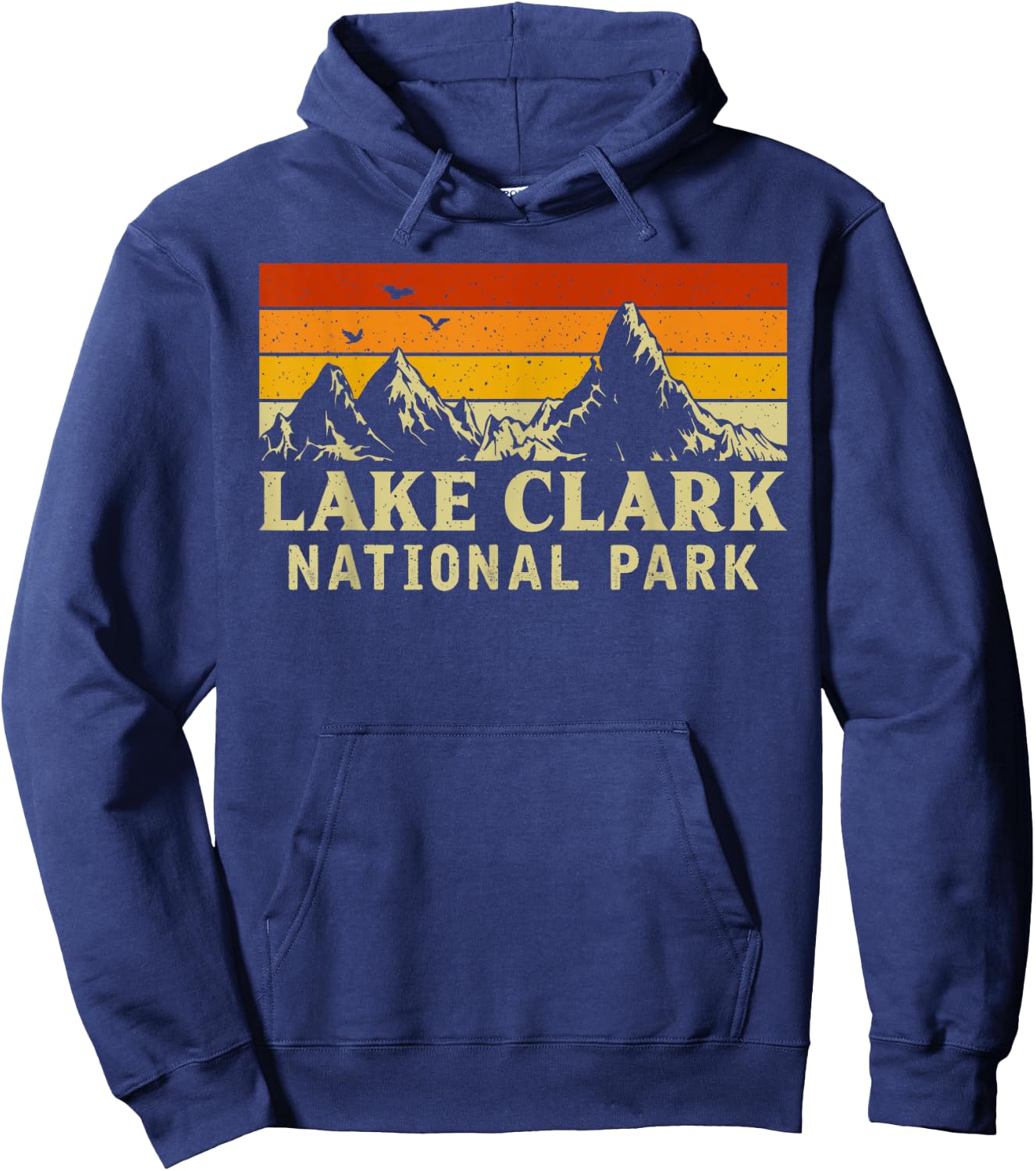 Vintage Retro Mountain Graphics Lake Clark National Park Hoodie - Hoodie | Navy