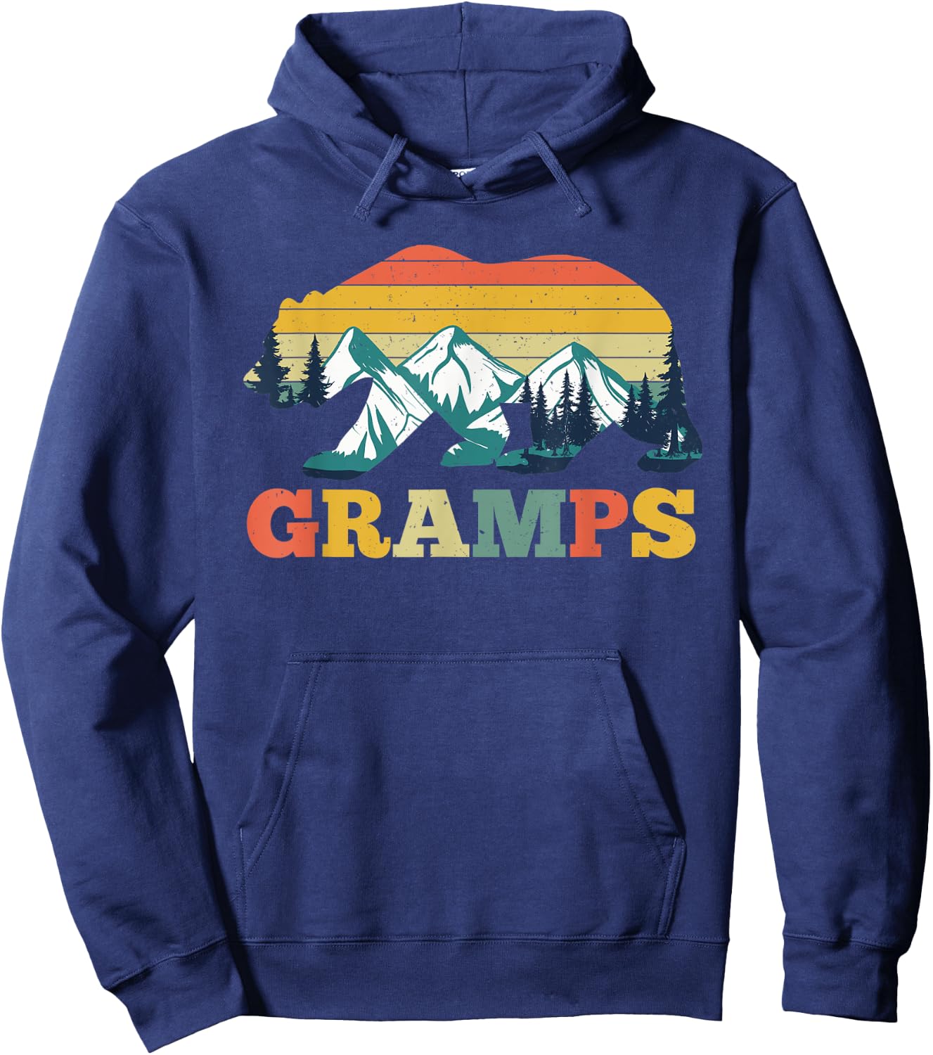 Vintage Gramps Bear Camper Camping Mountain Father's Day Hoodie - Hoodie | Navy