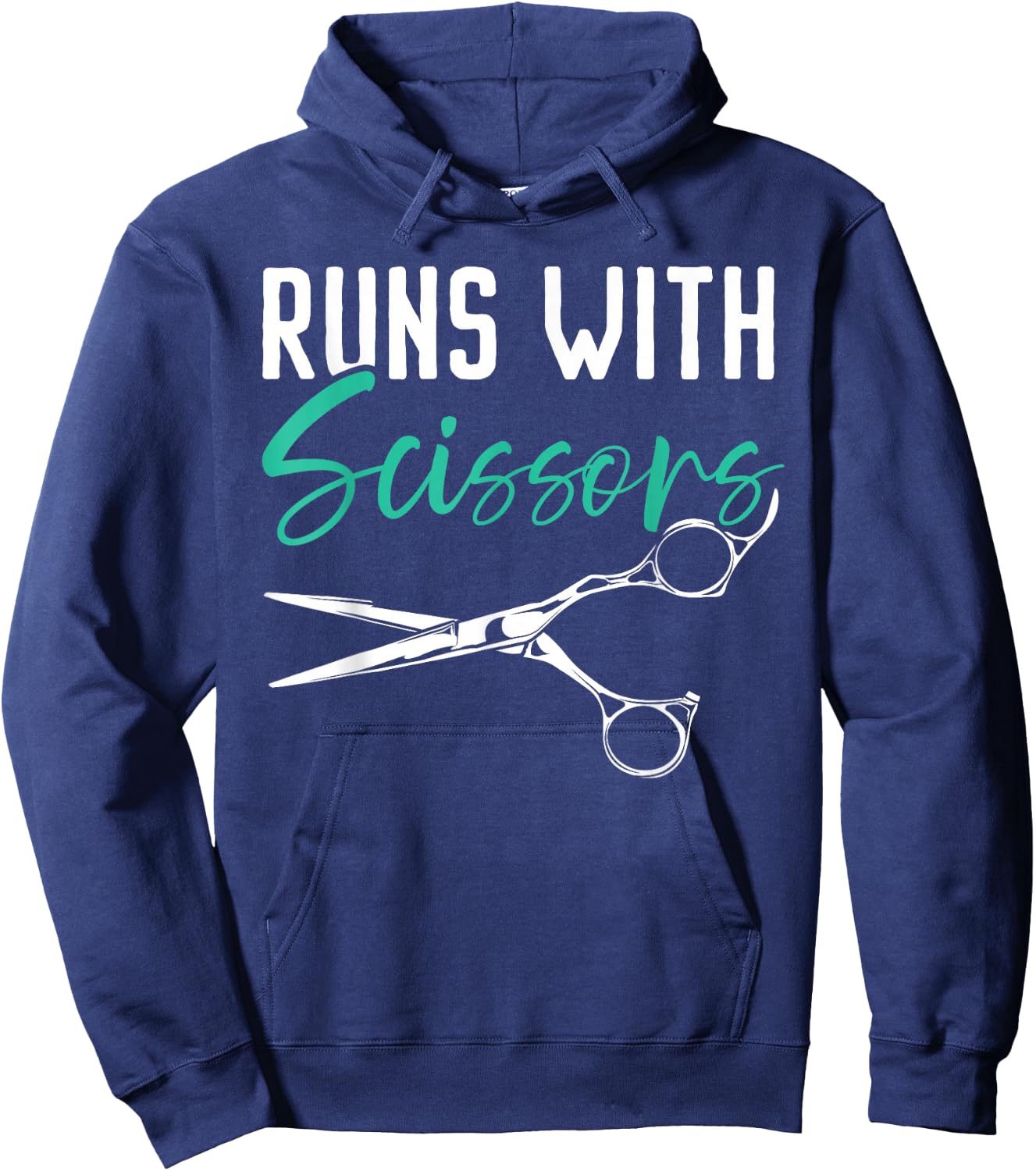 Runs With Scissors Barbershop Haircutting Hairstyle Barber Hoodie - Hoodie | Navy