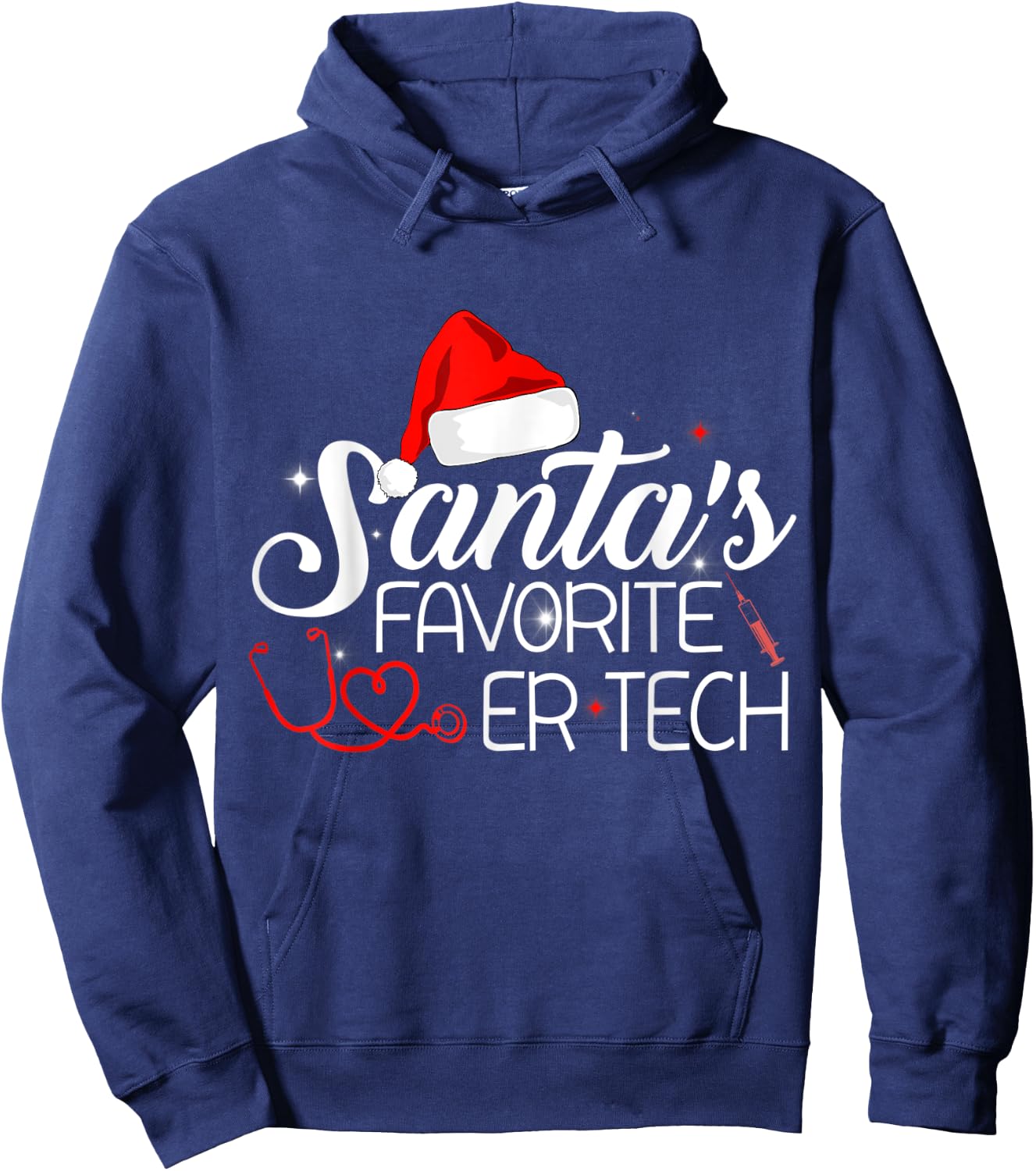 Nurse Christmas Technician Xmas Santa's Favorite ER Tech Hoodie - Hoodie | Navy