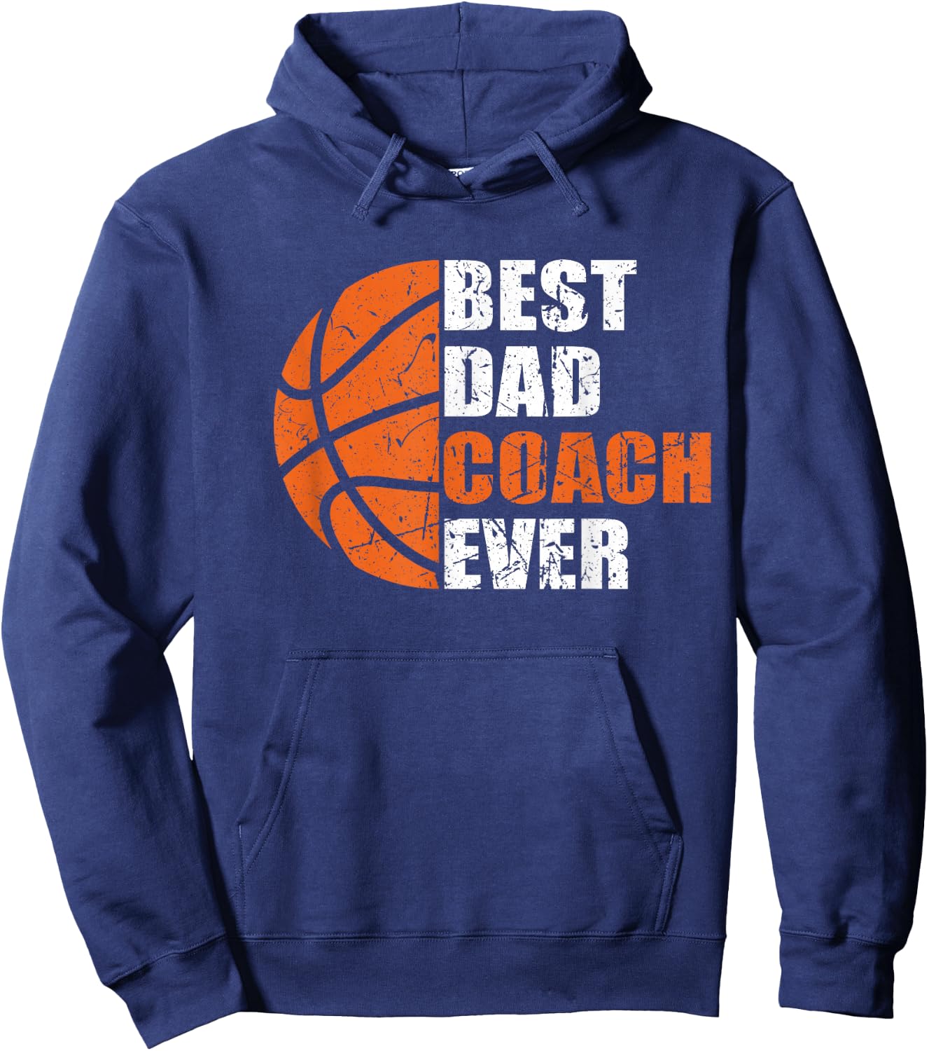 Best Basketball Dad Coach Ever Fathers Day Retro Bball Coach Hoodie - Hoodie | Navy