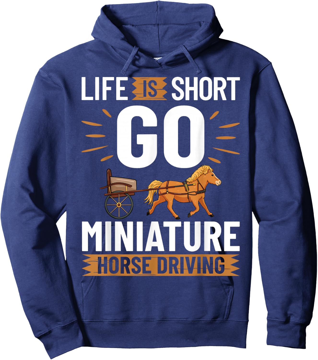 Miniature Horse Driving Cart Saddle Wagon Mini Horse Hoodie - Hoodie | Navy
