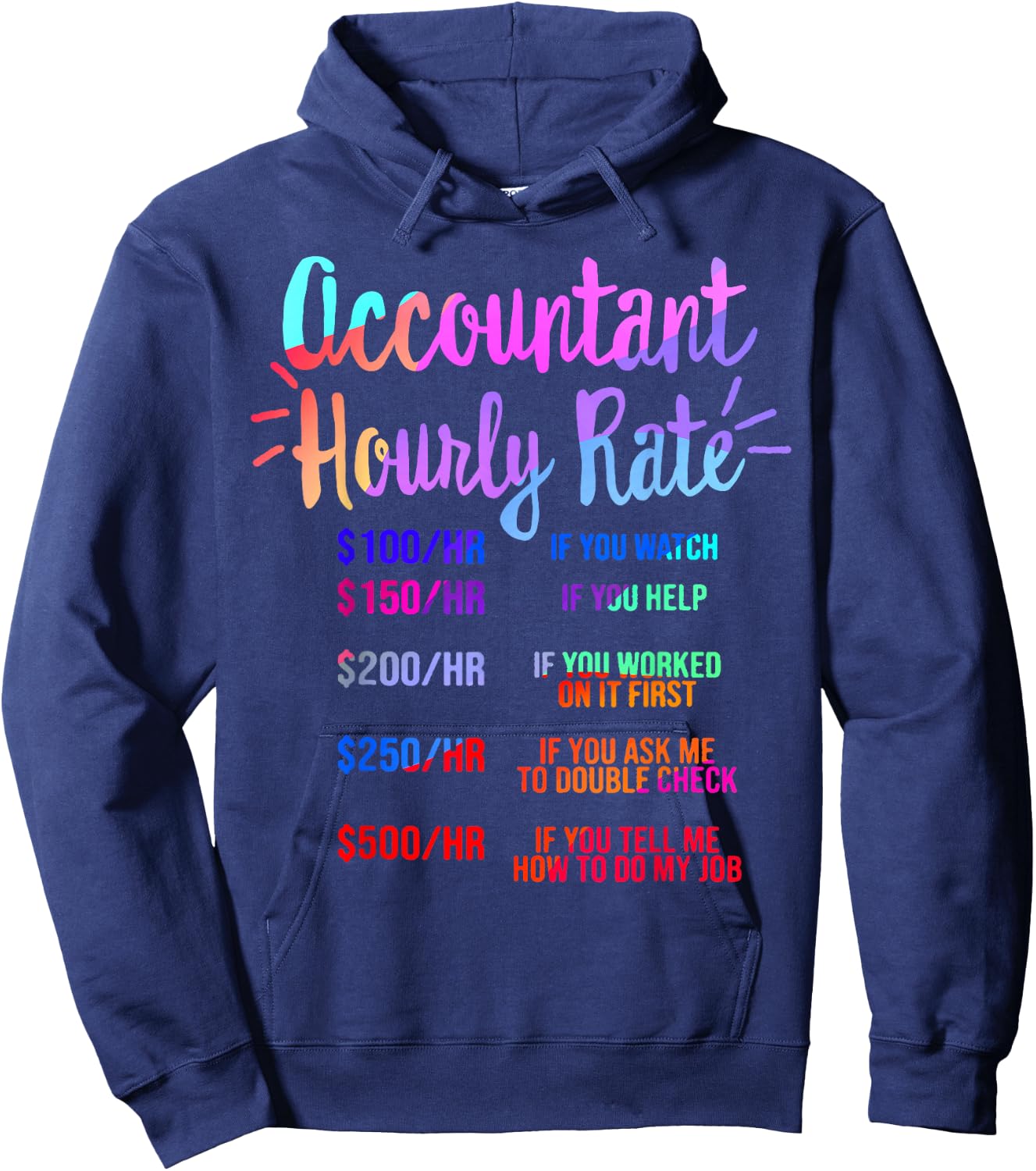 Accountant Hourly Rate Tax Accounting CPA Grad Bookkeeping Hoodie - Hoodie | Navy