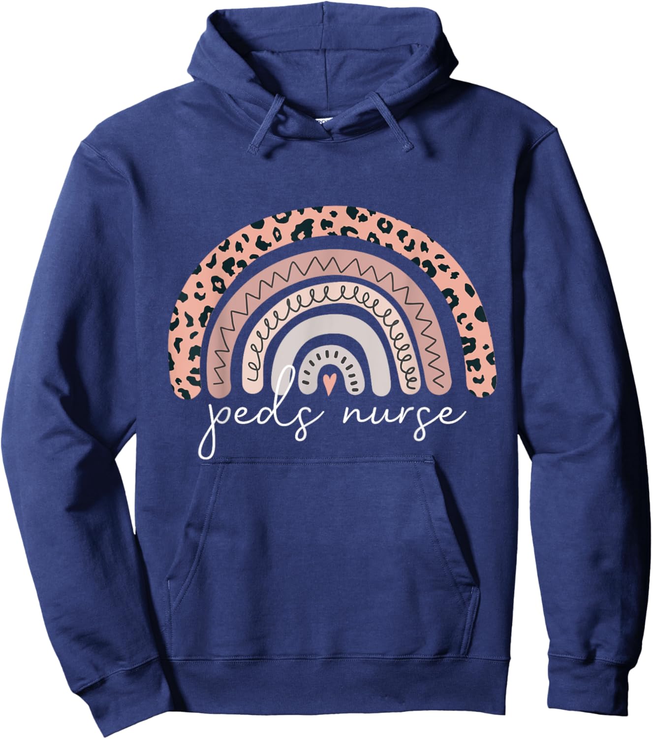 Pediatric Nurse PEDS RN Pediatrician Leopard Rainbow Nursing Hoodie - Hoodie | Navy