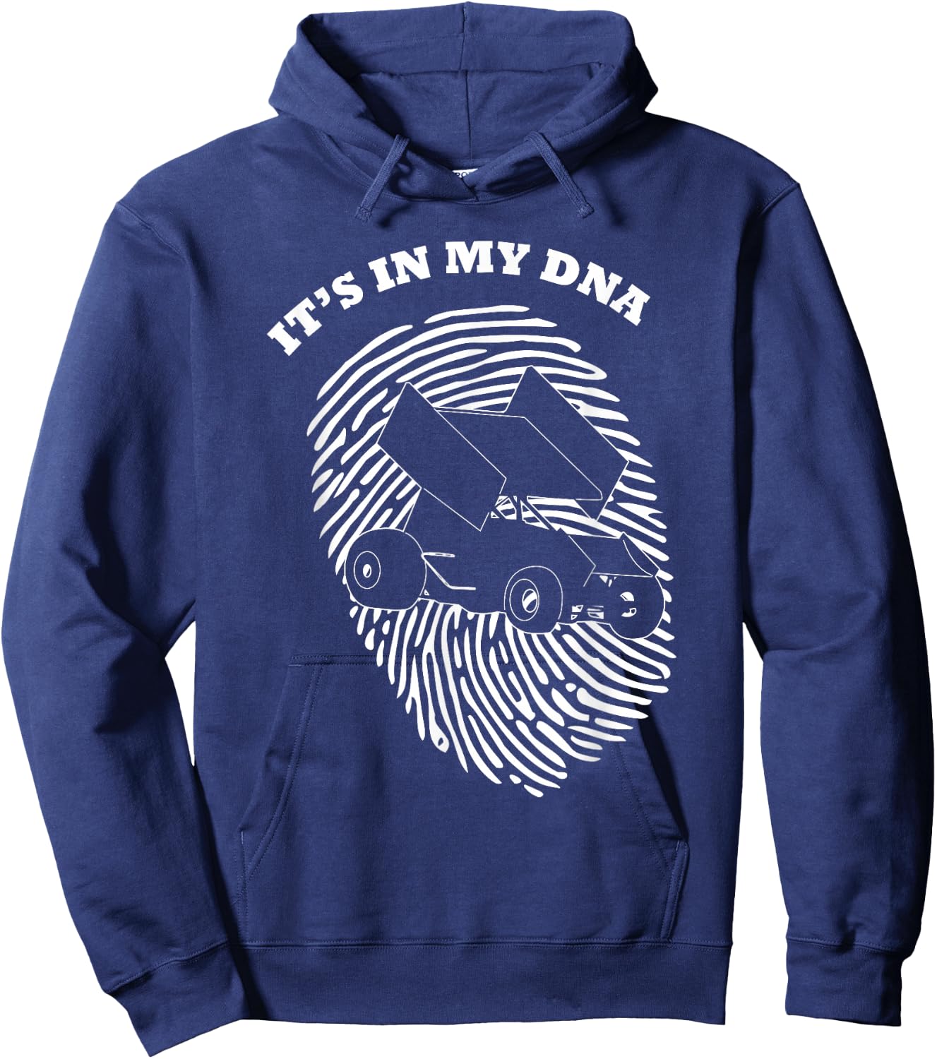 It's In My DNA Sprint Car Racing Race Fingerprint Fans Retro Hoodie - Hoodie | Navy