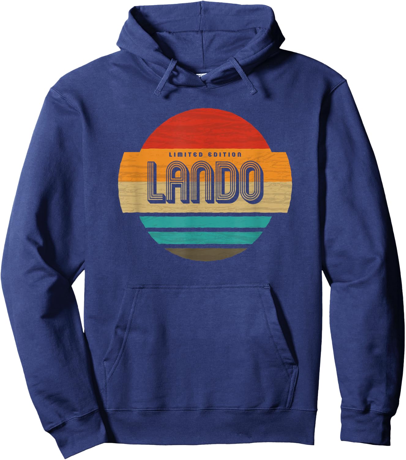 Lando Name Retro Vintage Sunset Limited Edition Hoodie - Hoodie | Navy