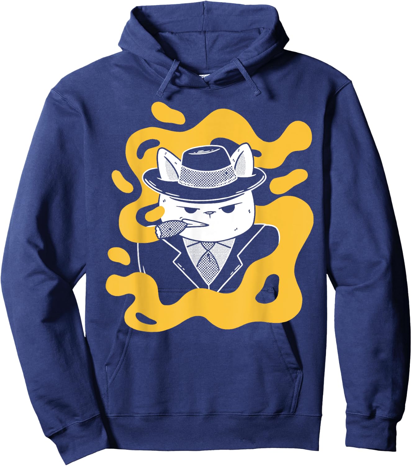Cool Retro Style Gangster Mob Boss Cat Cigar Business Design Hoodie - Hoodie | Navy