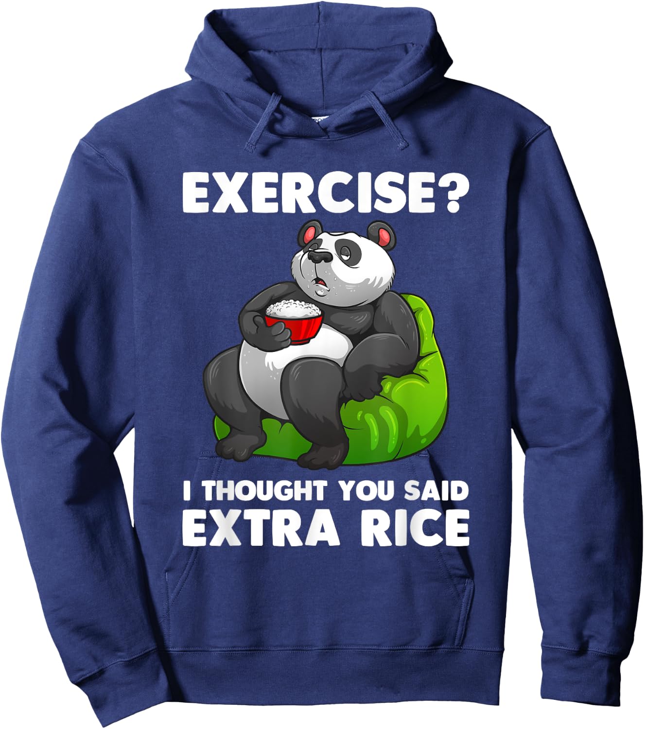 Cute Rice Art Men Women Asian Food Rice Panda Exercise Humor Hoodie - Hoodie | Navy