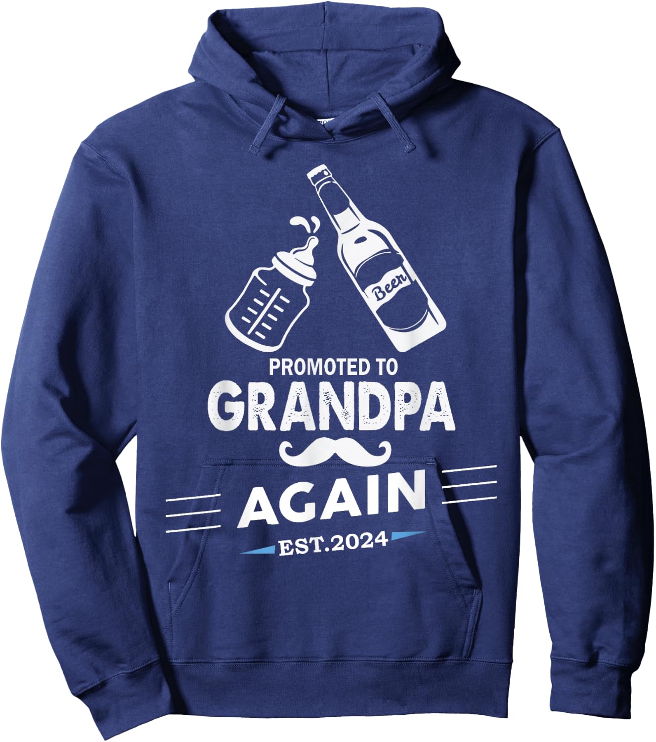 Promoted To Grandpa Again 2024 Funny Pregnancy Announcement Hoodie - Hoodie | Navy