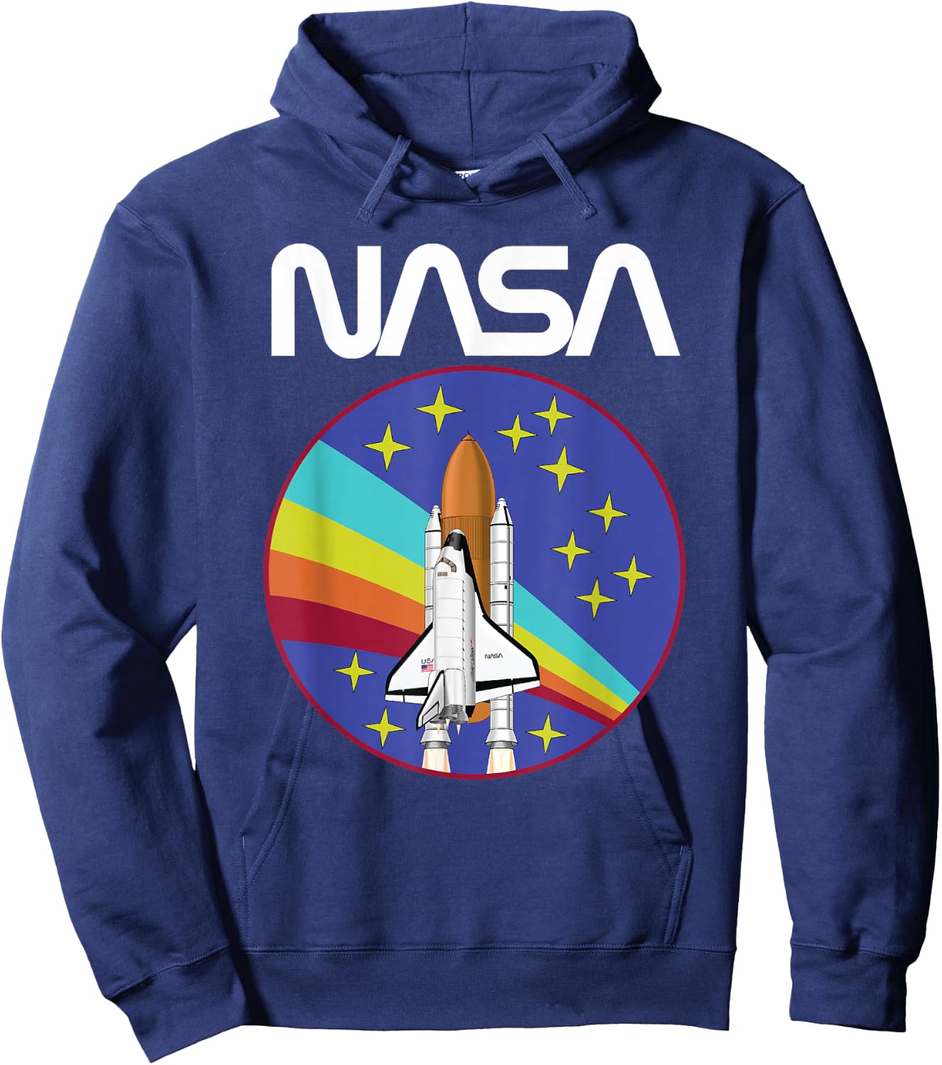 Retro NASA Space Shuttle Rainbow Hoodie - Hoodie | Navy