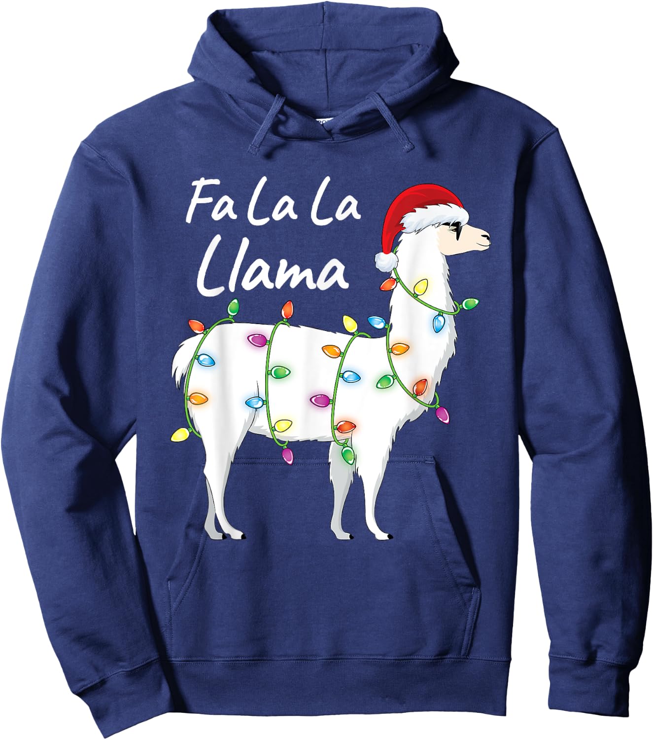 Fa La La Llama Christmas Shirt Kids Boys Girls Santa Llama Hoodie - Hoodie | Navy