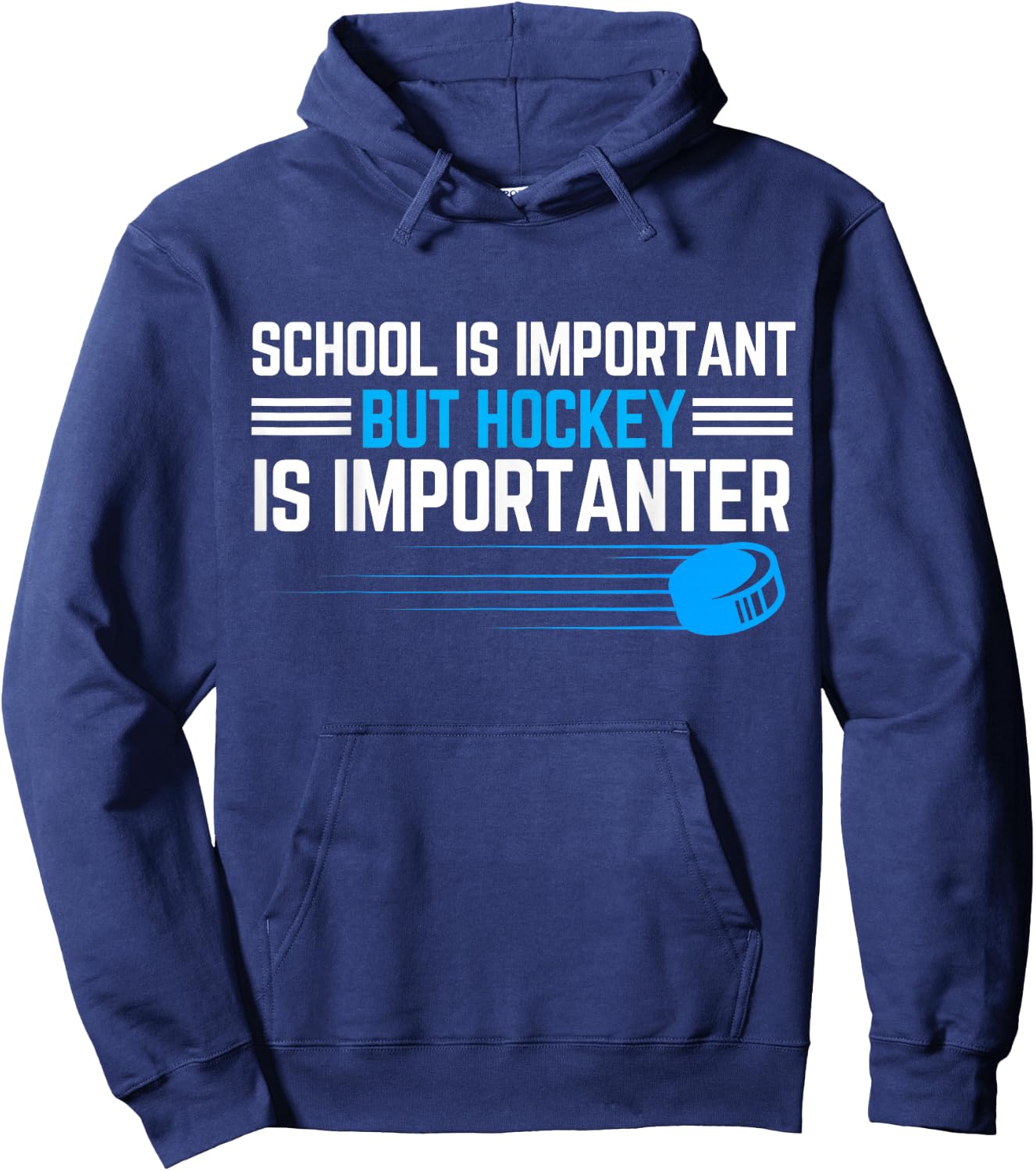 School Is Important, But Hockey Is Importanter Funny Hockey Hoodie - Hoodie | Navy