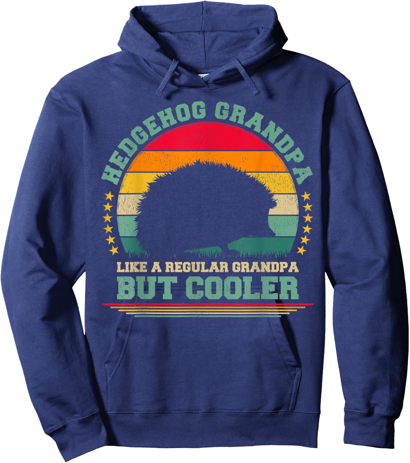 Hedgehog Lover Funny Vintage Hedgehog Grandpa Father's Day Hoodie - Hoodie | Navy