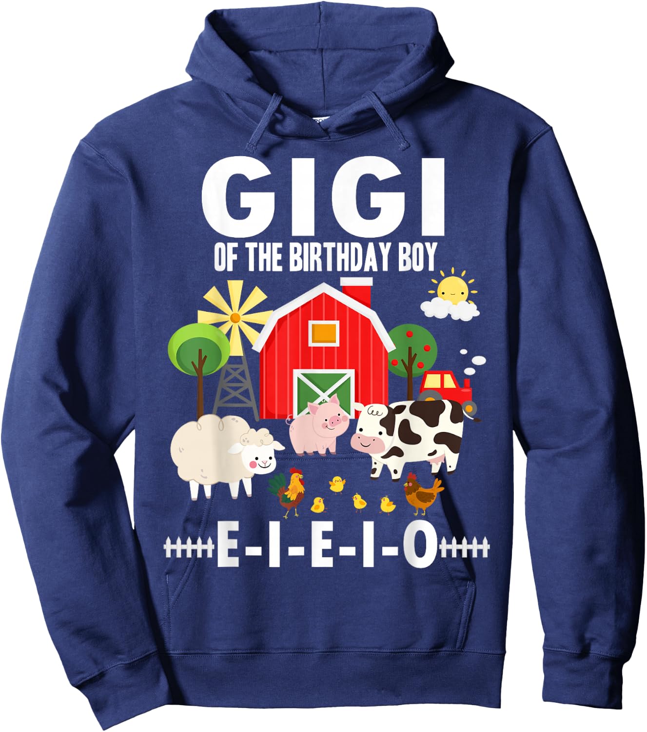 Gigi of The Birthday Boy Farm Animal Matching Family Party Hoodie - Hoodie | Navy