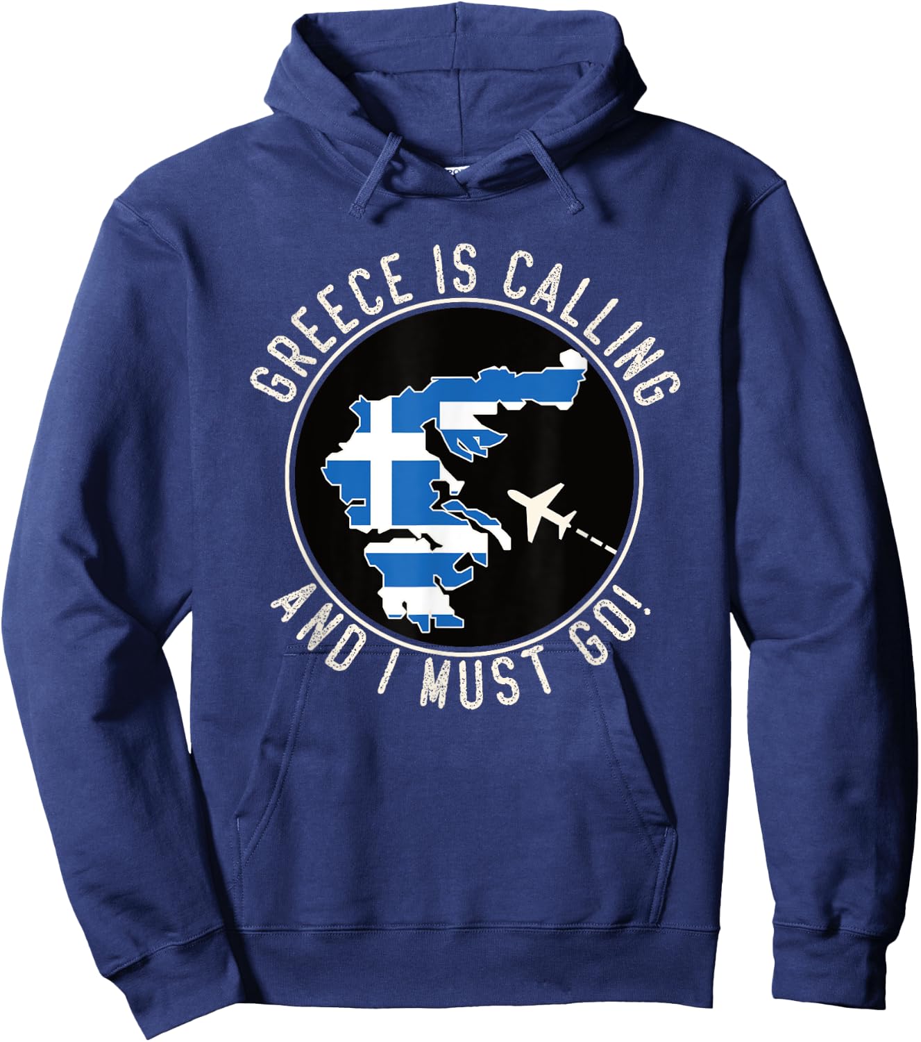 Greece Is Calling And I Must Go, Flag of Greece Hoodie - Hoodie | Navy