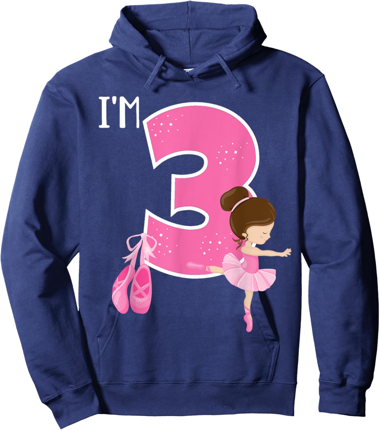 Girl's 3 Year Old Ballerina 3rd Birthday Party Ballet Dancer Hoodie - Hoodie | Navy
