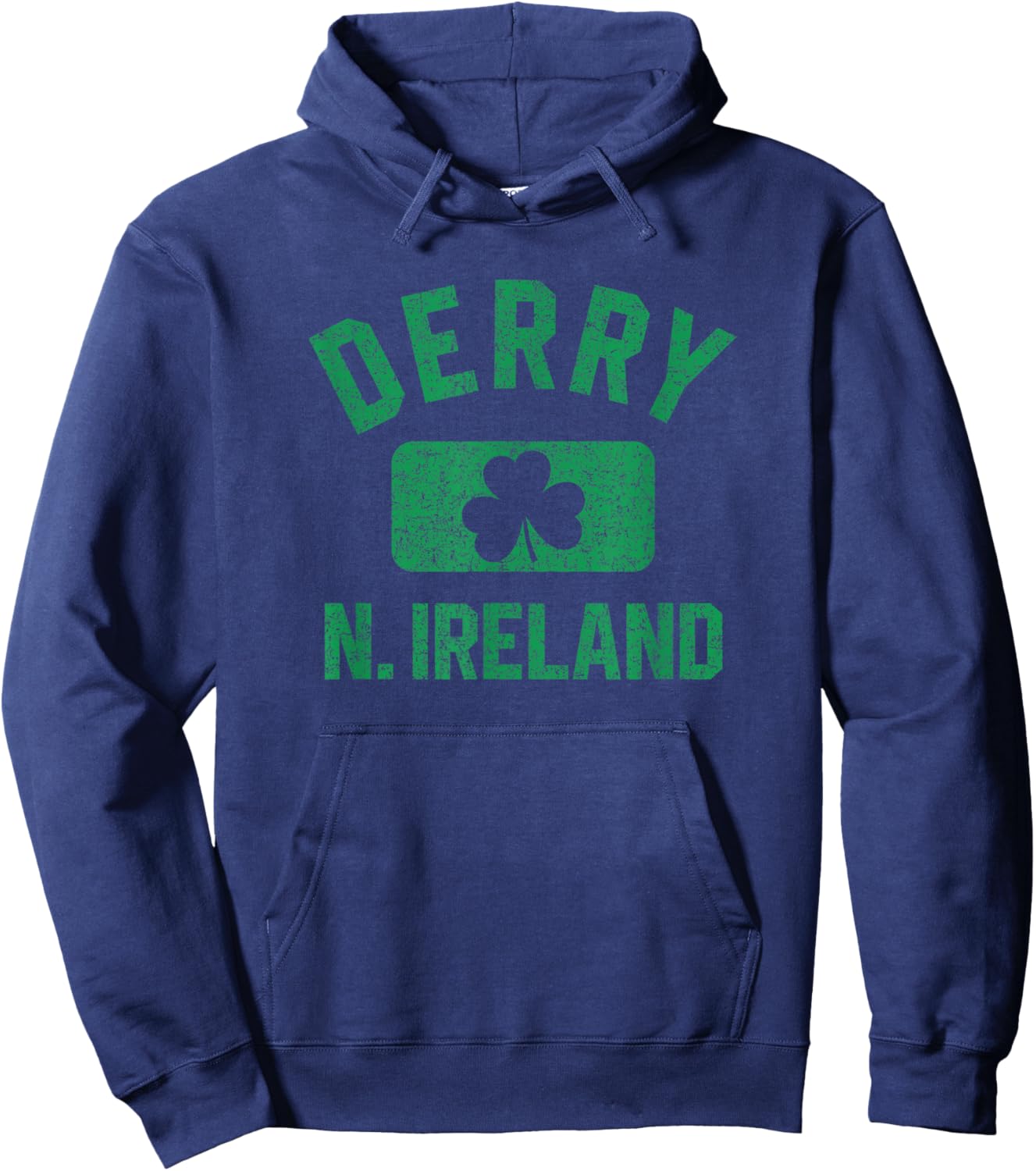 Derry N. Ireland Gym Style Distressed Green Print Hoodie - Hoodie | Navy