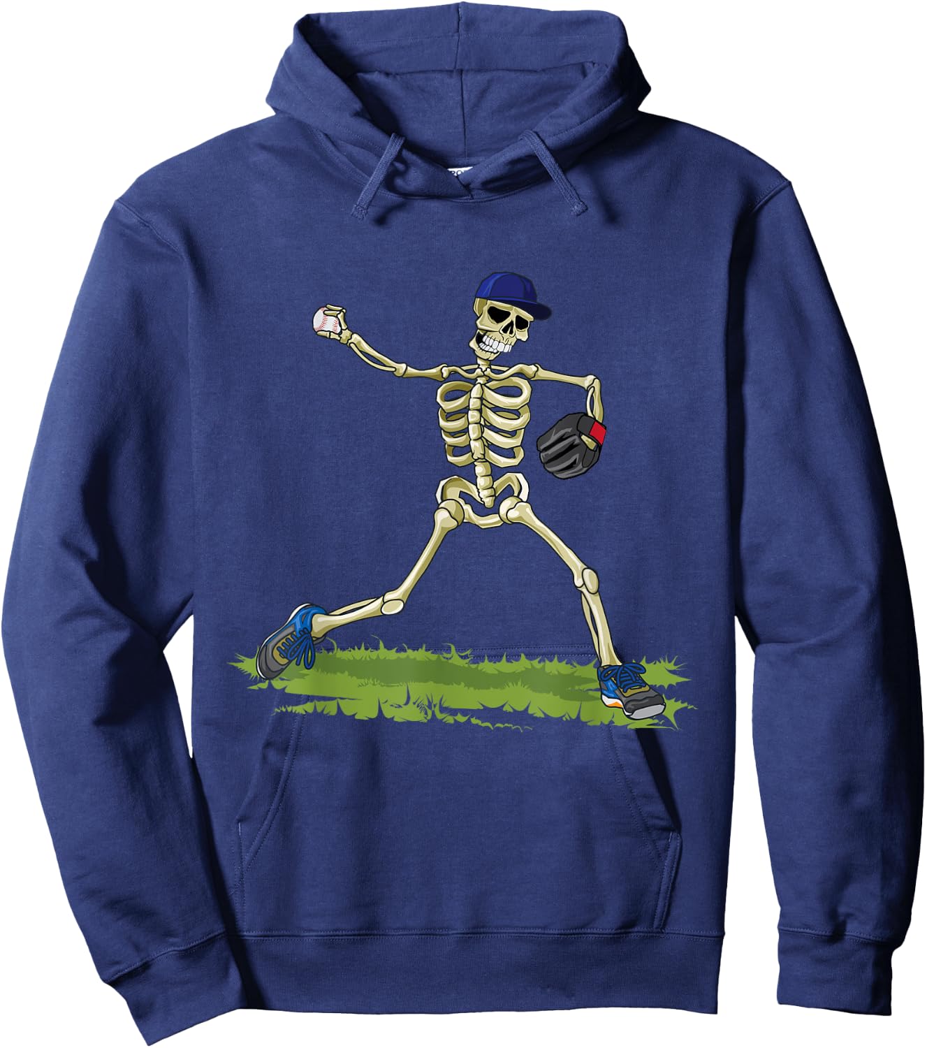 Baseball Skeleton Halloween Men Boys Baseball Halloween Hoodie - Hoodie | Navy