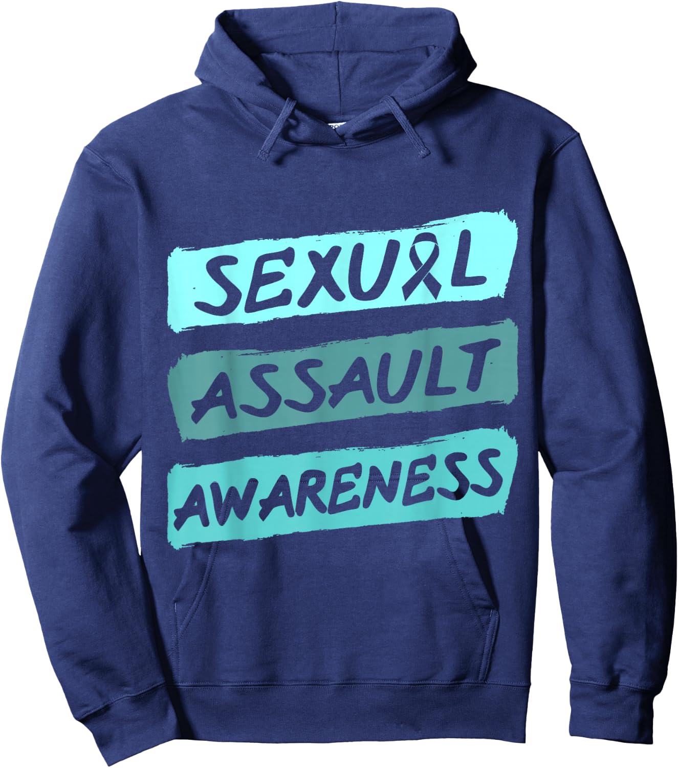 Sexual Assault Awareness Teal Ribbon Hoodie - Hoodie | Navy