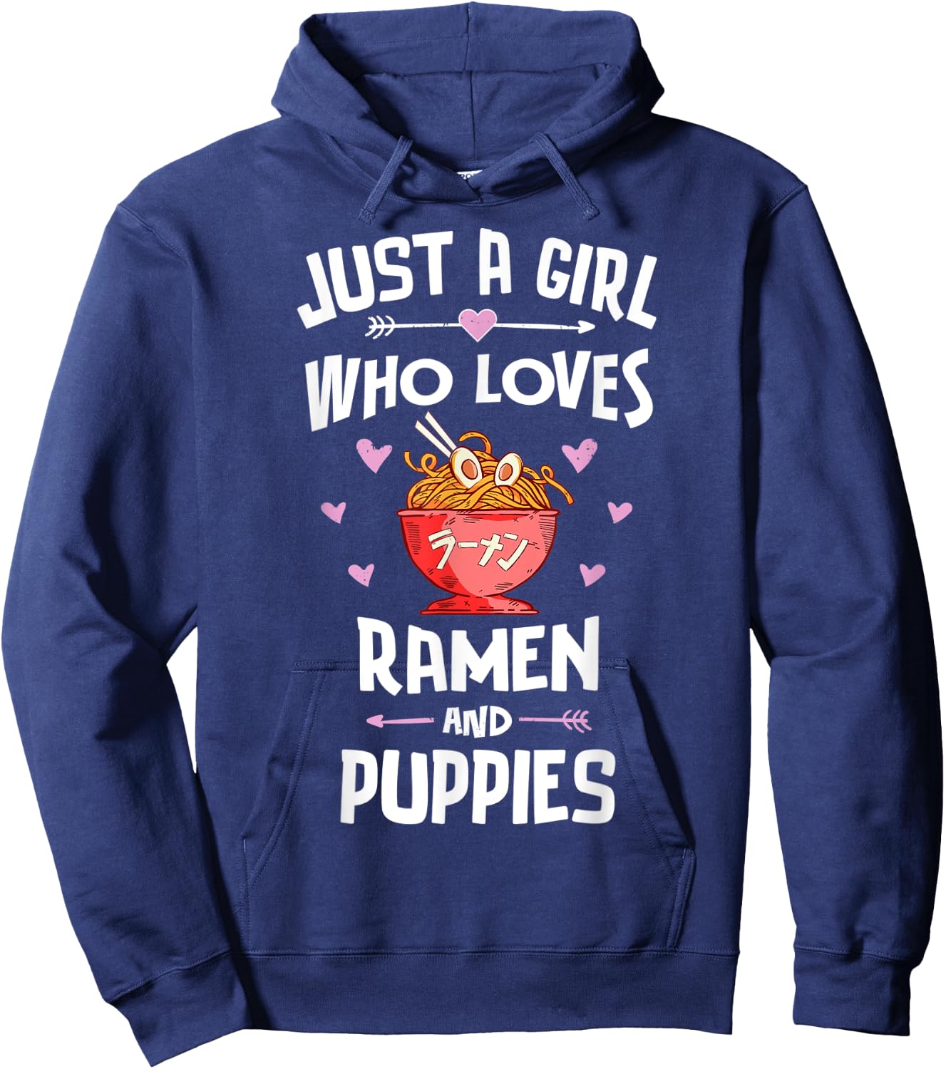 Just A Girl Who Loves Ramen And Puppies Gift Women Hoodie - Hoodie | Navy