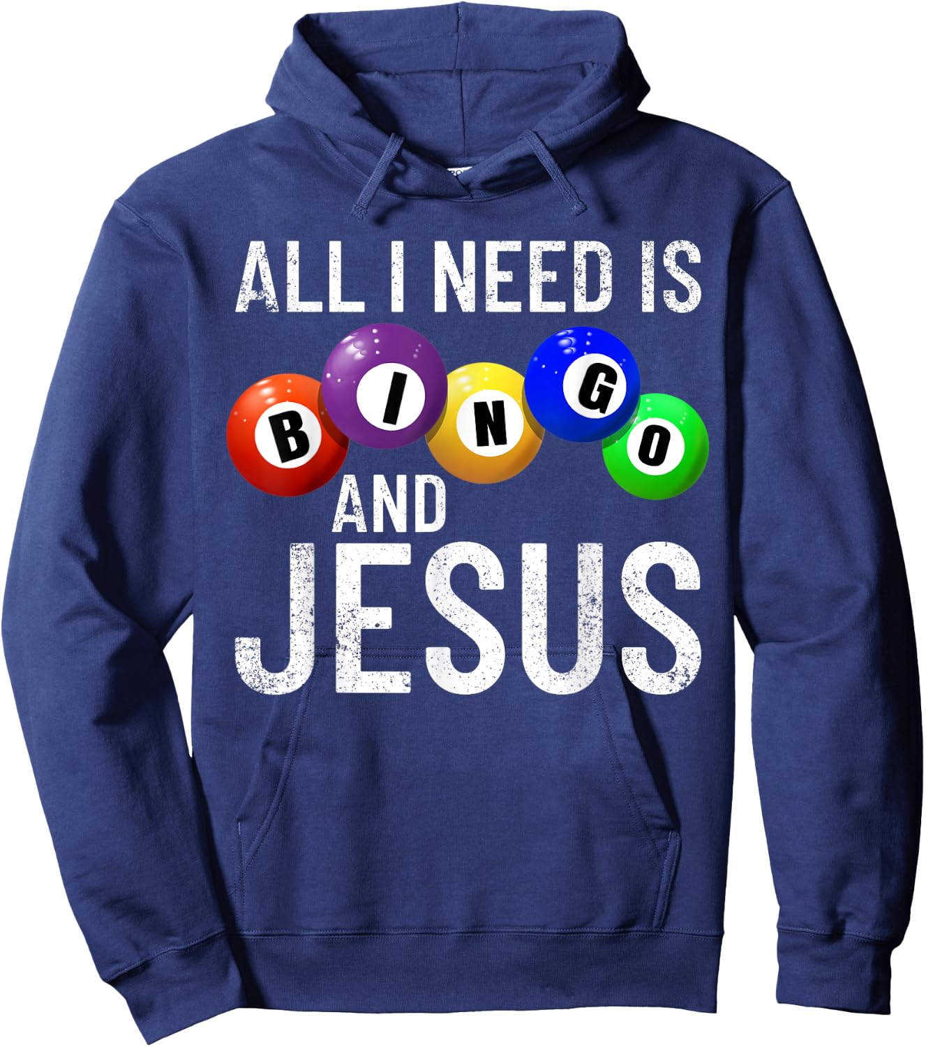 All I Need Is Bingo And Jesus Bingo Player Gambling Bingo Hoodie - Hoodie | Navy