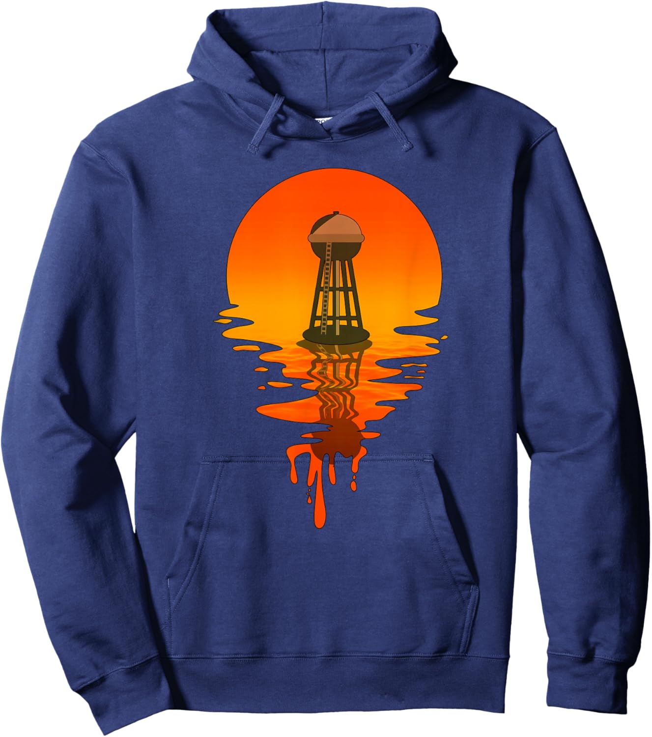 Vintage Retro Style Texas Water Tower Hoodie - Hoodie | Navy