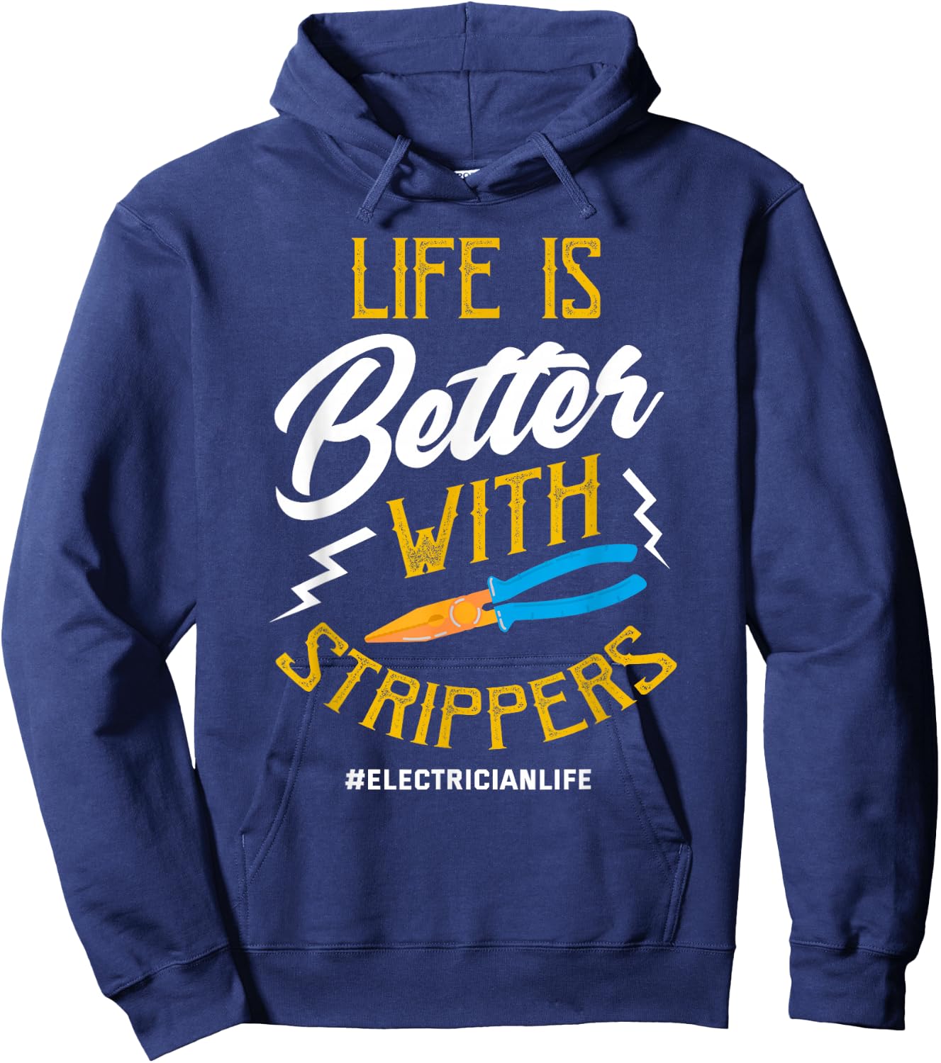 Electrician Shirt Electrician Life Joke Electrician Gift Hoodie - Hoodie | Navy