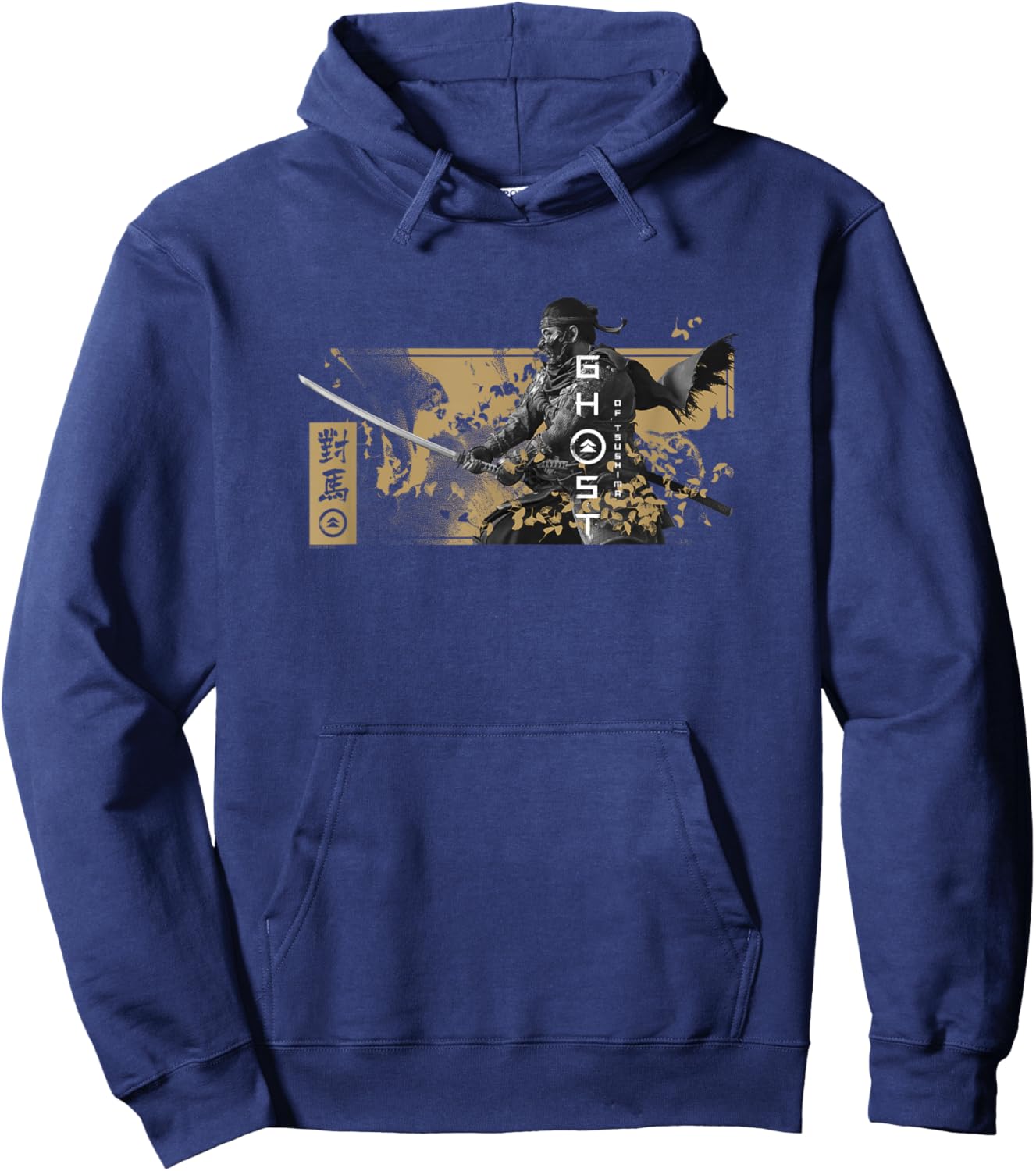 Ghost of Tsushima Katana with Falling Leaves Hoodie - Hoodie | Navy