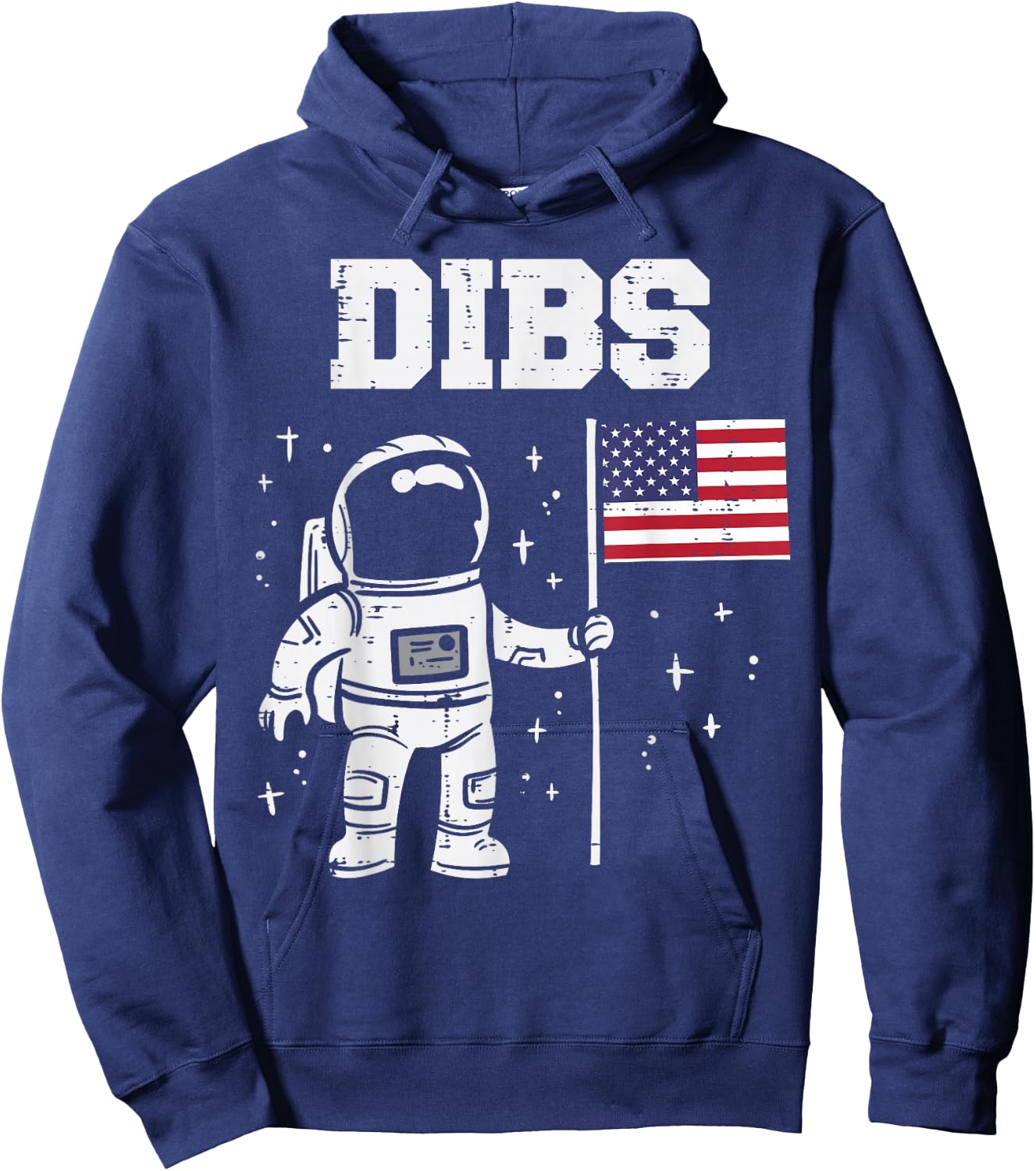 Dibs Moon Astronaut US American Flag Fun 4th Of July Fourth Hoodie - Hoodie | Navy