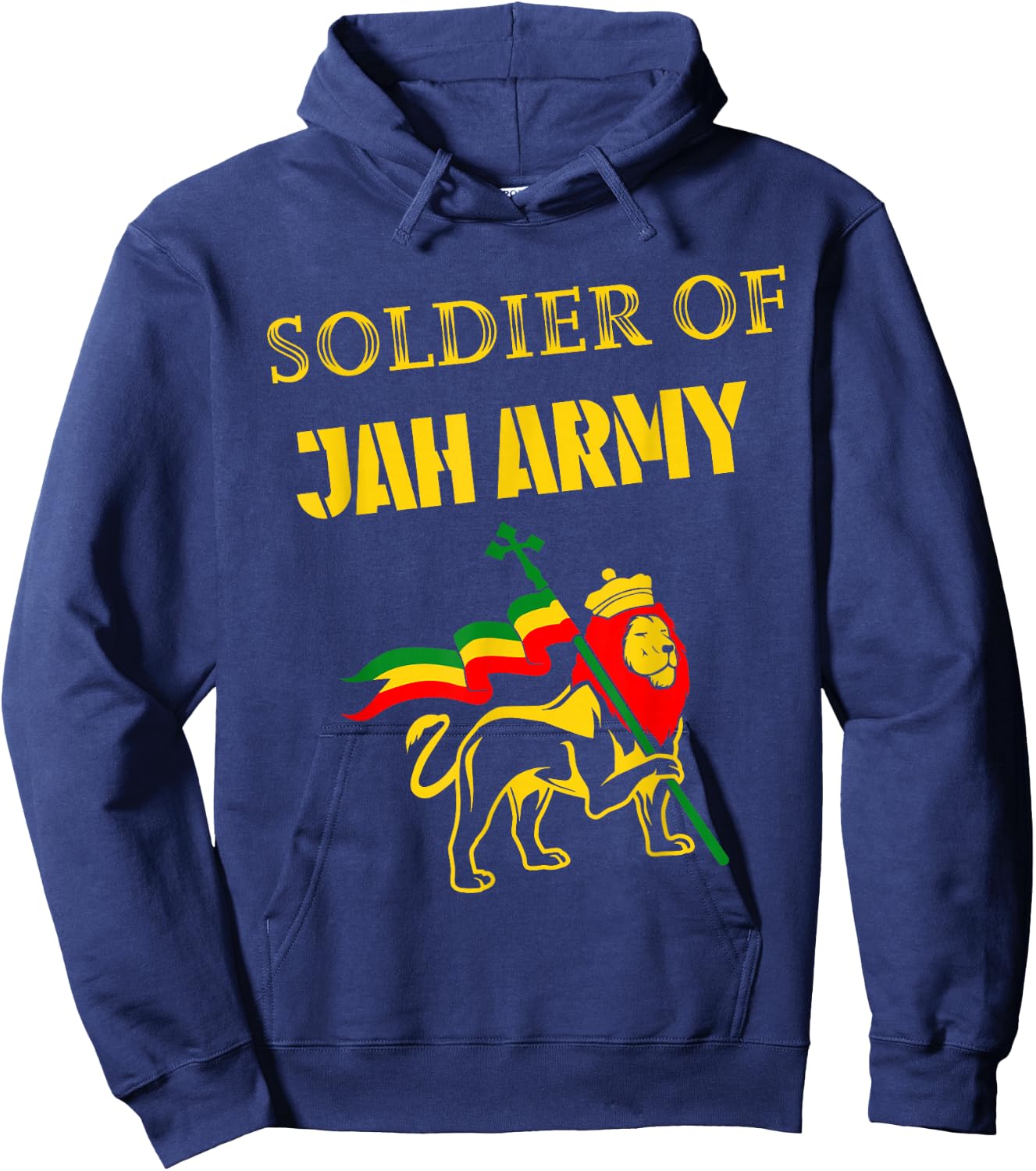 Men Women Jamaica Reggae Jah Army Rastafari Lion of Judah Hoodie - Hoodie | Navy