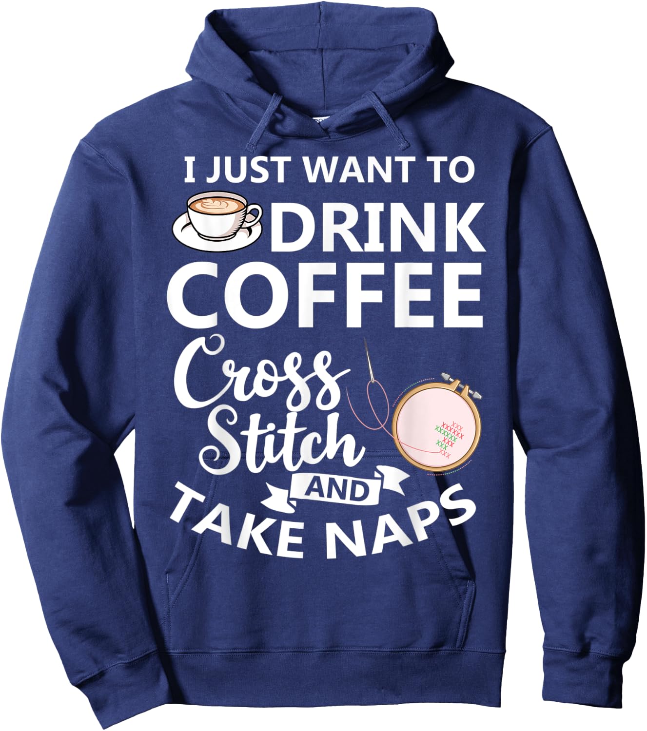 Cross Stitch Counted Pattern Beginner Alphabet Needle Hoodie - Hoodie | Navy