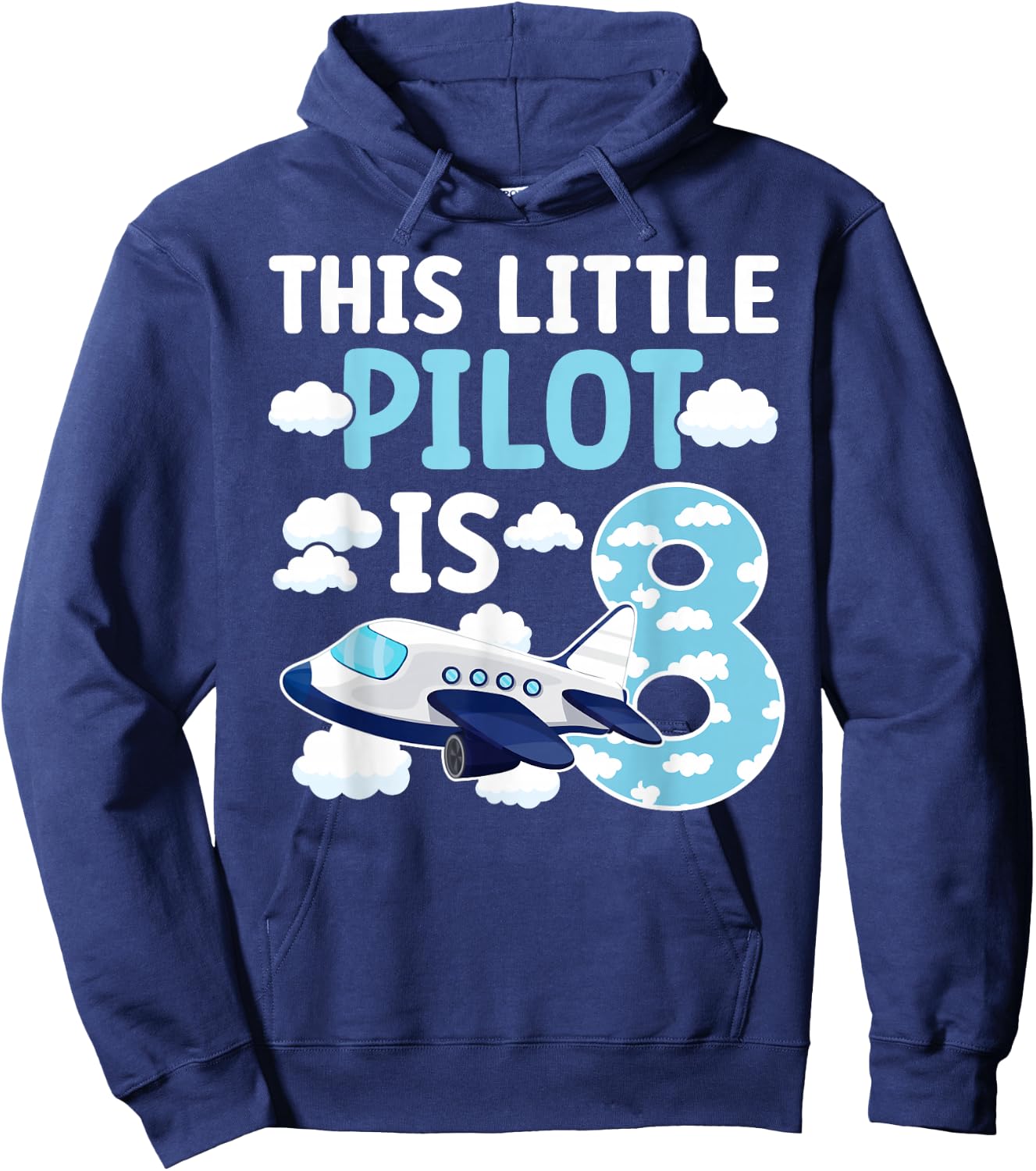 8th Airplane Birthday Party Eight Year Old Pilot Birthday Hoodie - Hoodie | Navy