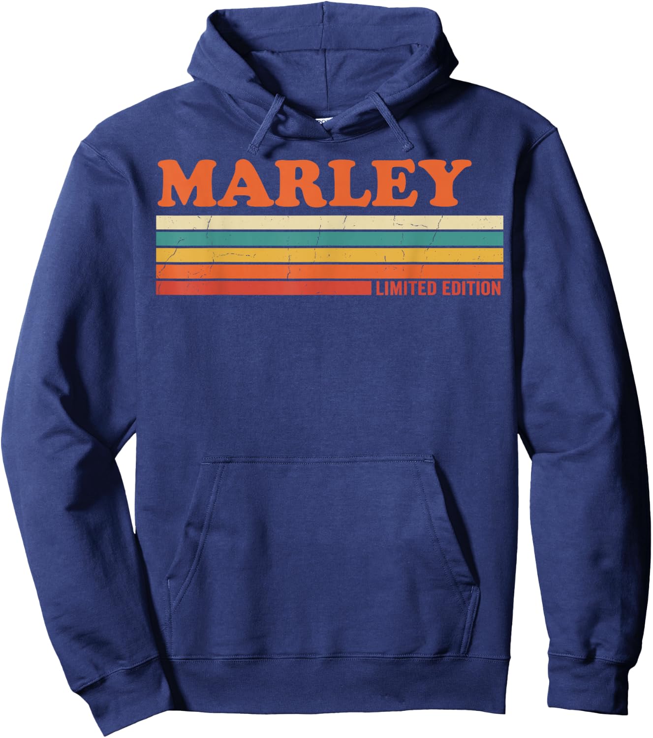 Marley Retro Personalized First Name Vintage Stripes Hoodie - Hoodie | Navy