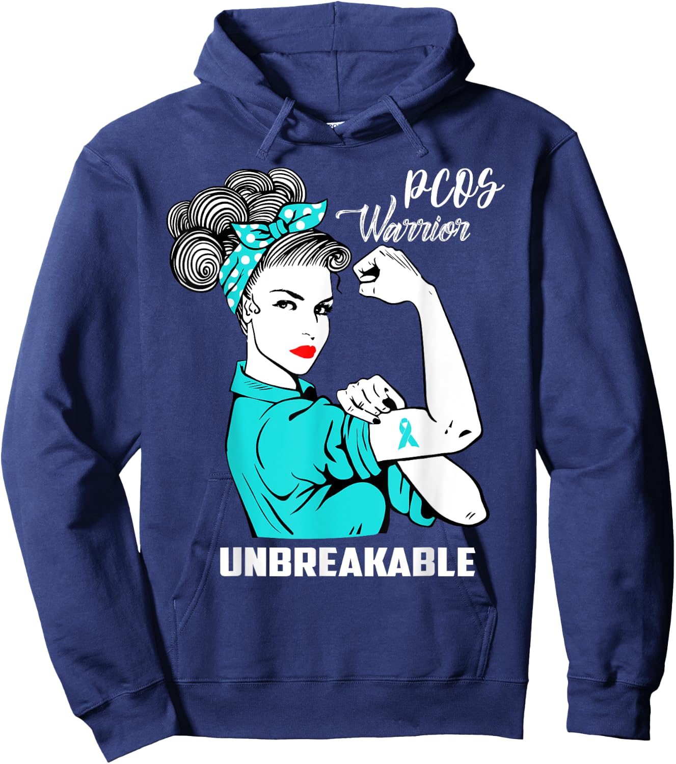 PCOS Warrior Unbreakable PCOS Awareness Gift Shirt Hoodie - Hoodie | Navy