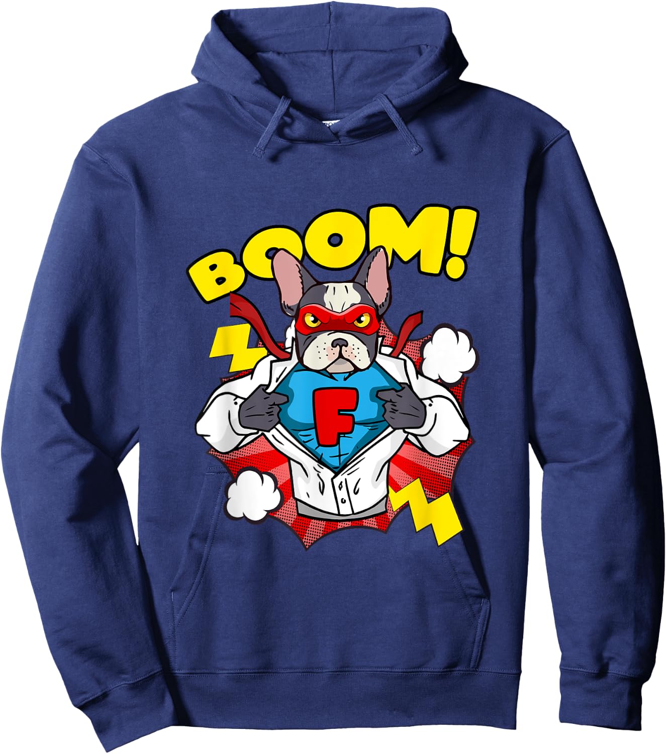 French Bulldog as Comic Super Hero Women Kids Hoodie - Hoodie | Navy