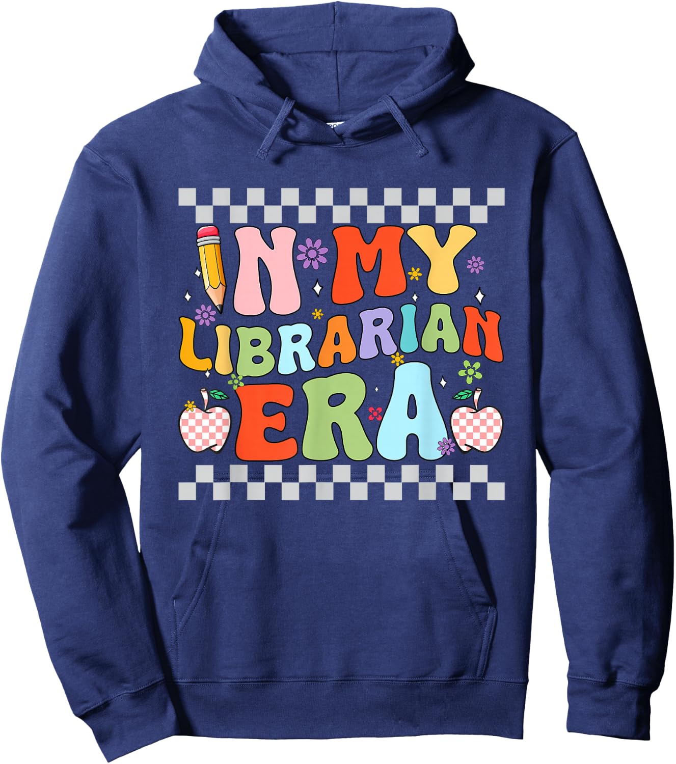 Retro Groovy In My Librarian Era Back To School Bookworm Hoodie - Hoodie | Navy