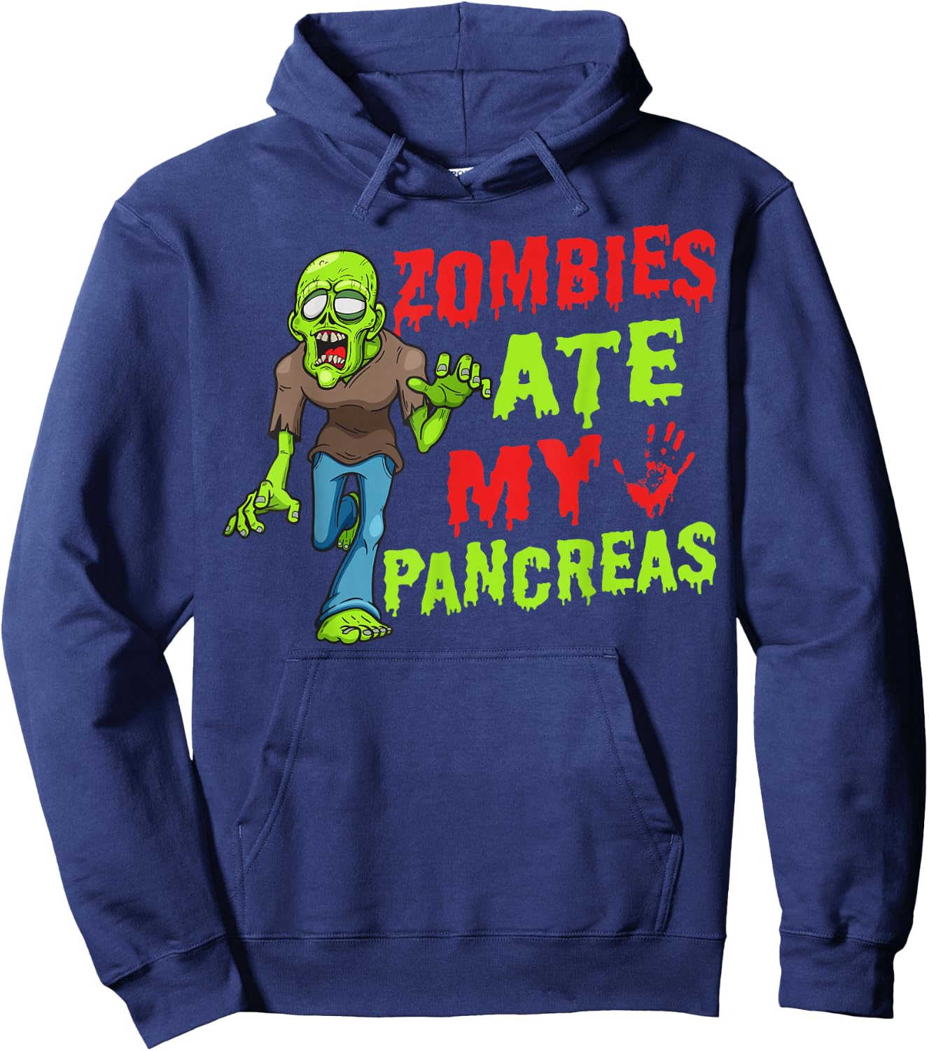 Zombies Ate My Pancreas T1D Type 1 Diabetes Girls Kids Boys Hoodie - Hoodie | Navy