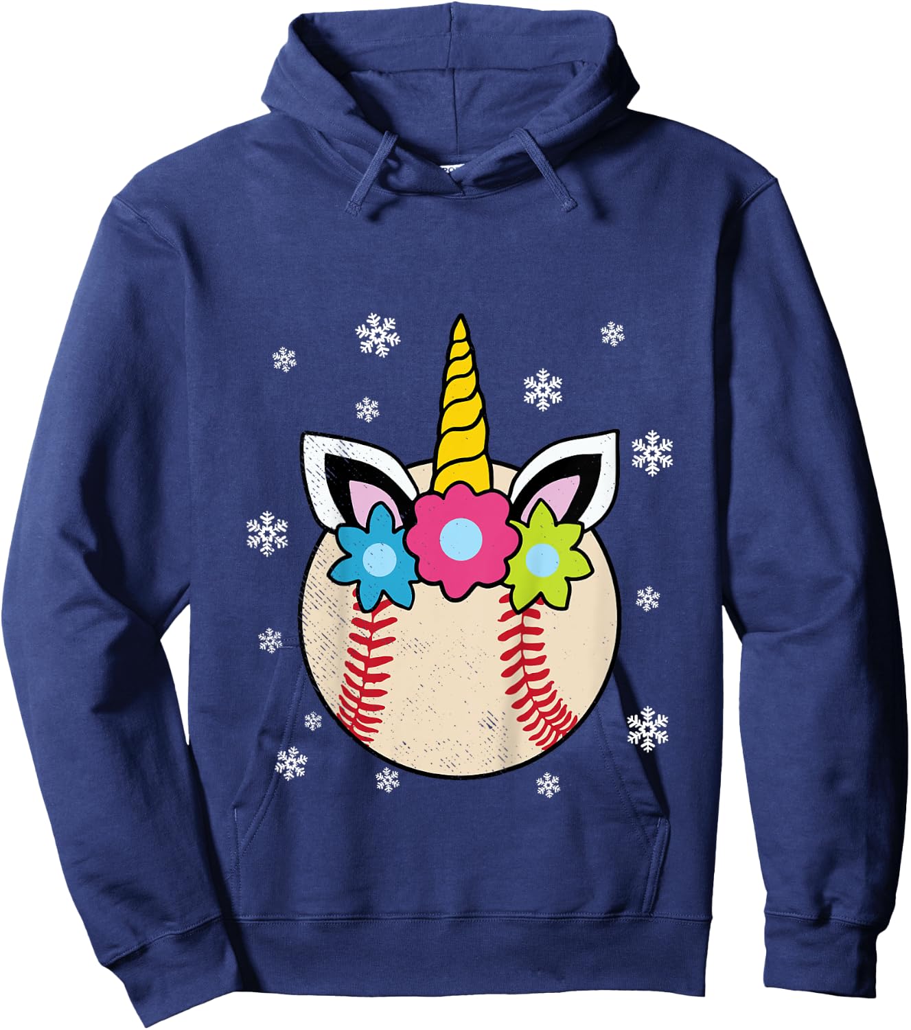 Unicorn Baseball Cute Sports Player Fan Girls Kids Hoodie - Hoodie | Navy