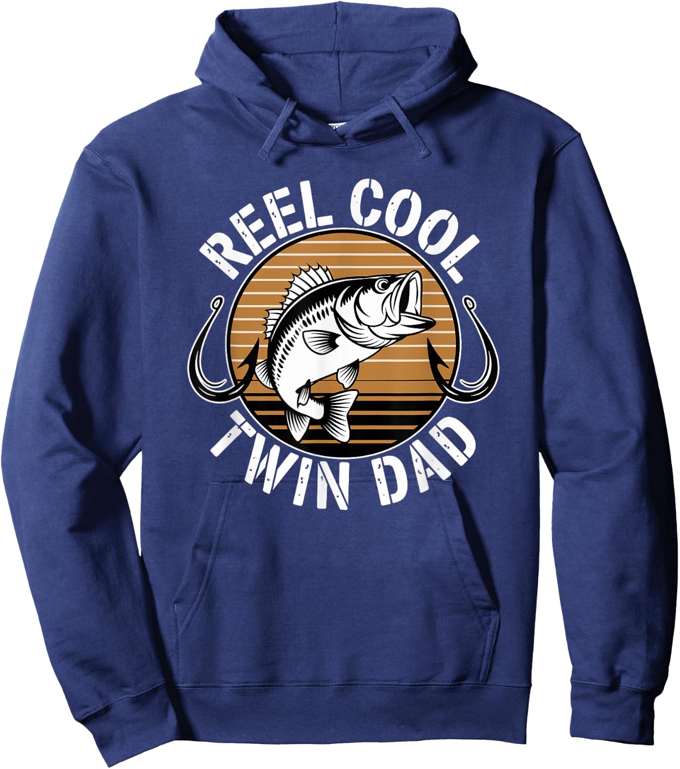 Reel Cool Twin Dad Fisherman Fishing Hoodie - Hoodie | Navy