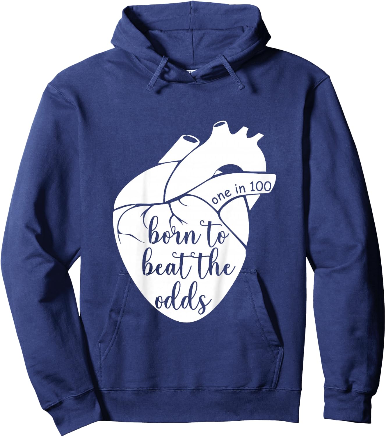 Kids Born to That Beat The Odds CHD Awareness Heart Warrior Hoodie - Hoodie | Navy