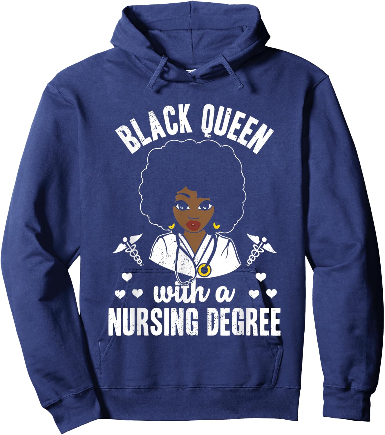 Black Queen With A Nursing Degree Medical School Graduate Hoodie - Hoodie | Navy