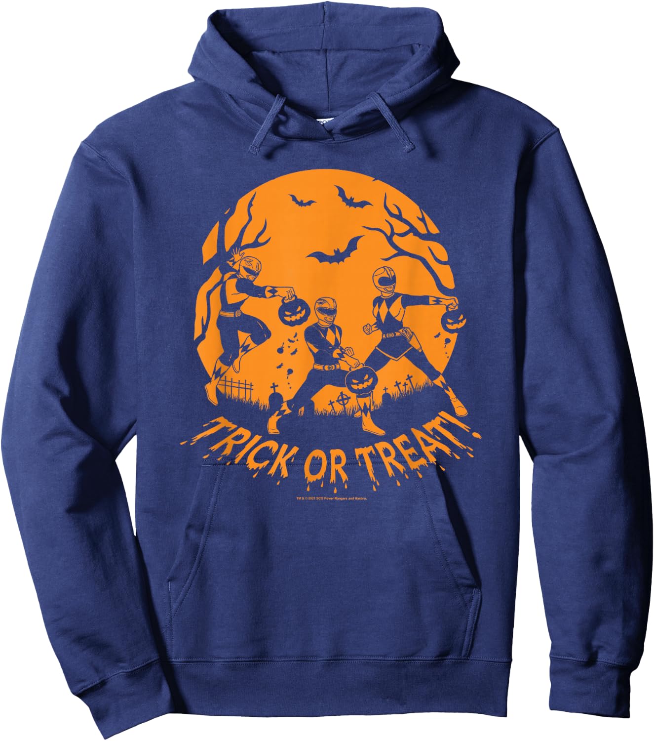 Power Rangers Halloween Group Shot Trick Or Treat Silhouette Hoodie - Hoodie | Navy