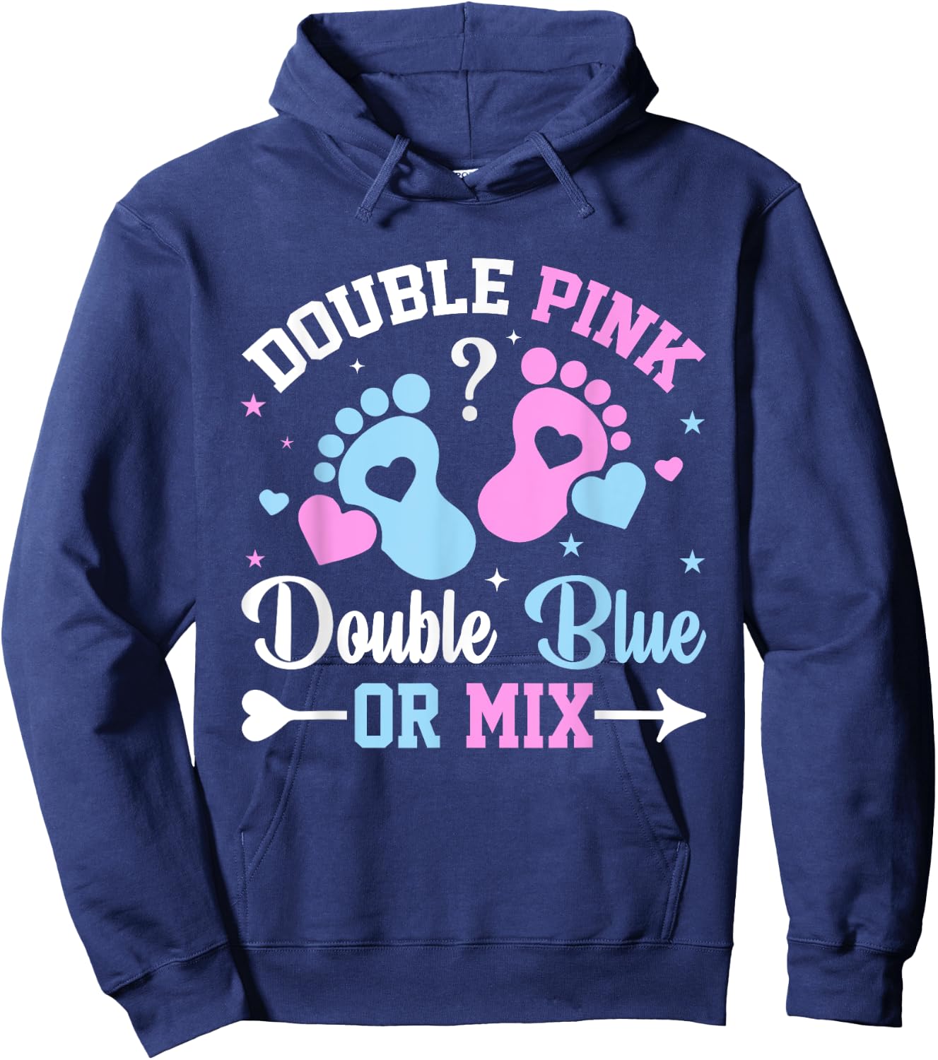 Double Pink Double Blue Mix Twin Gender Announcement Reveal Hoodie - Hoodie | Navy