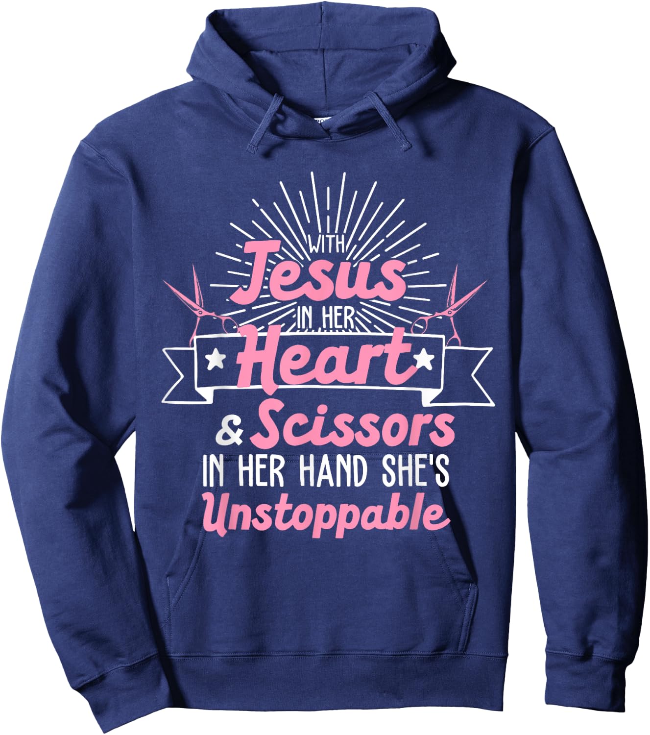 Best Hair Dresser Gift Jesus Religious Quote Funny Hairdresser Designs Girls Women Christian Hairstylists , Black Hoodie - Hoodie | Navy